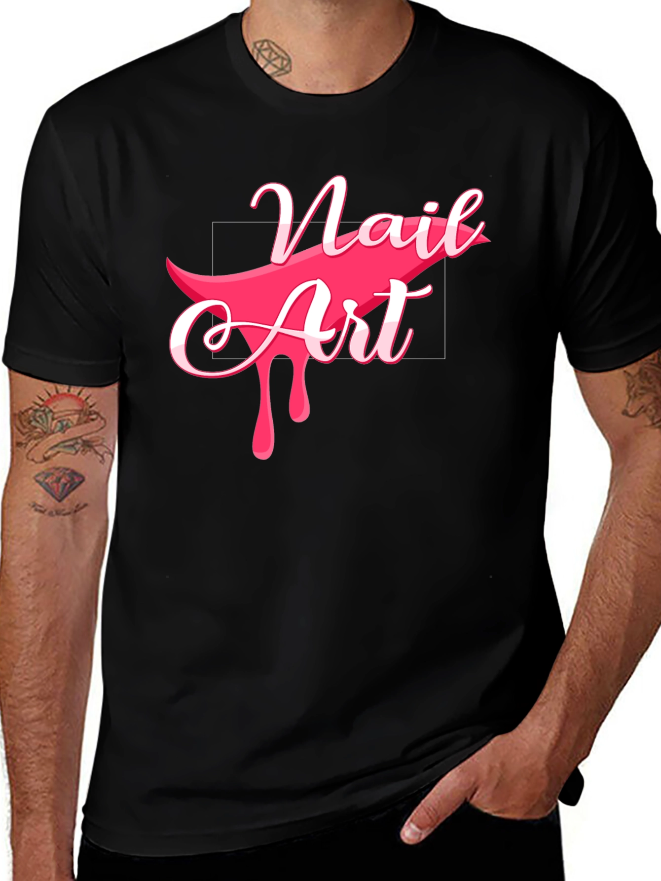 Variant 13 of Nail Art Graphic Tee - Stylish Black Cotton T-Shirt