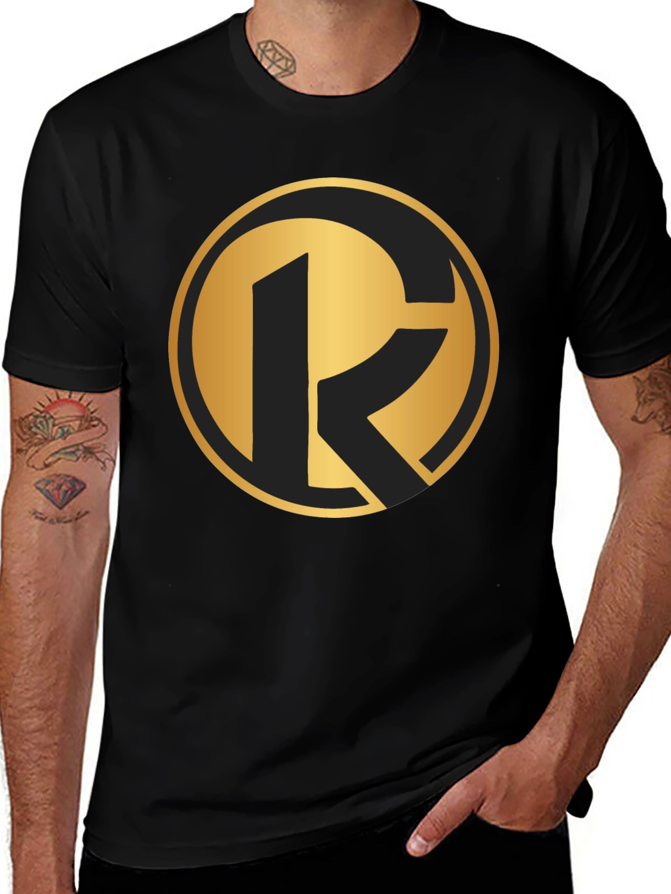 Variant 6 of Bold Gold Logo Black T-Shirt