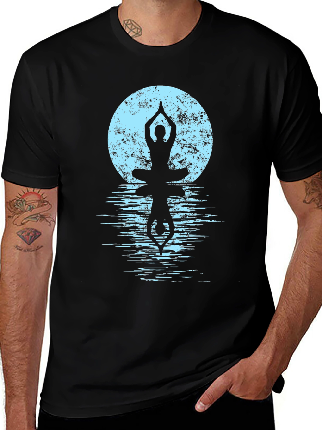 Variant 16 of Yoga Moon Reflection Black T-Shirt