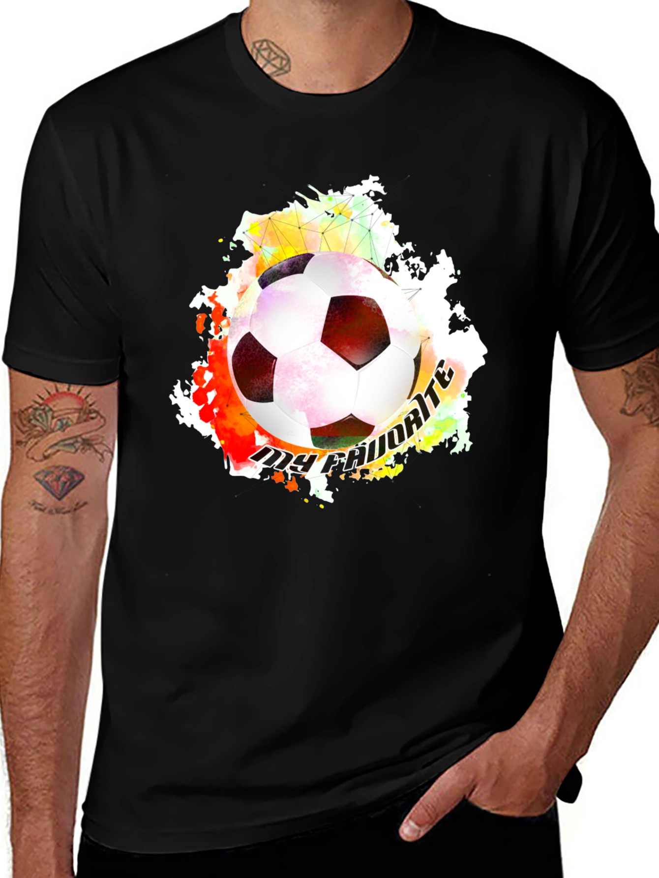 Variant 12 of Soccer Ball "My Favorite" Black T-Shirt