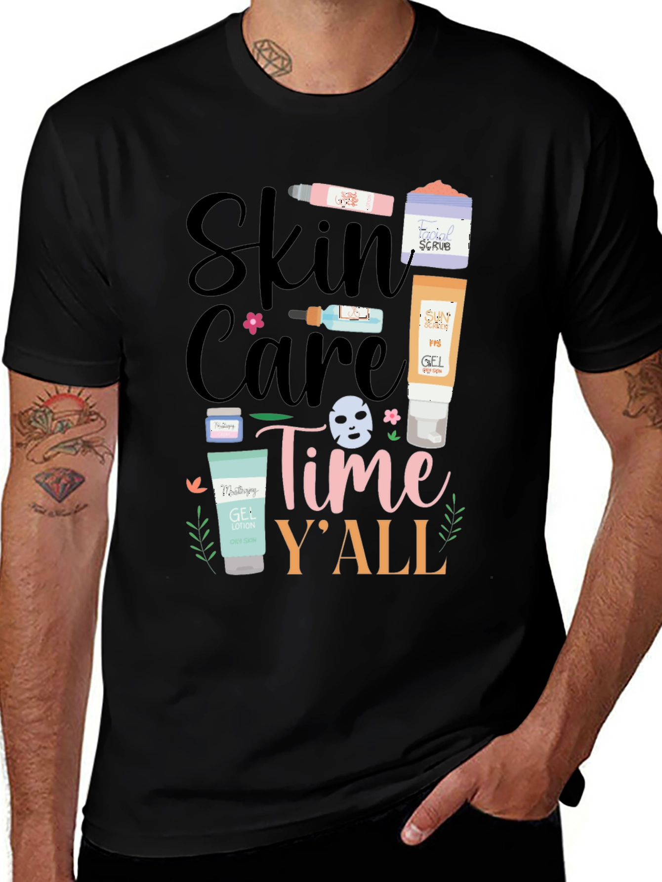 Variant 4 of Skin Care Time Y'All T-Shirt - Beauty and Relaxation Tee