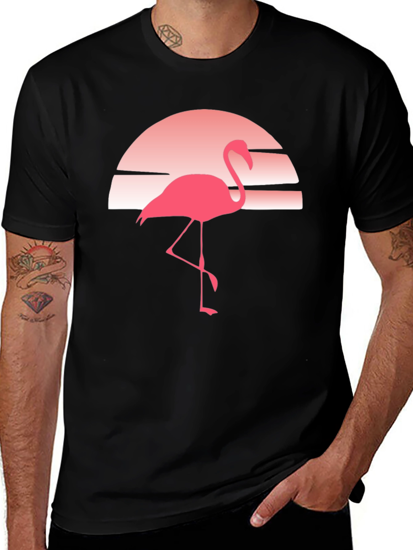 Variant 25 of Retro Flamingo Sunset Graphic Tee