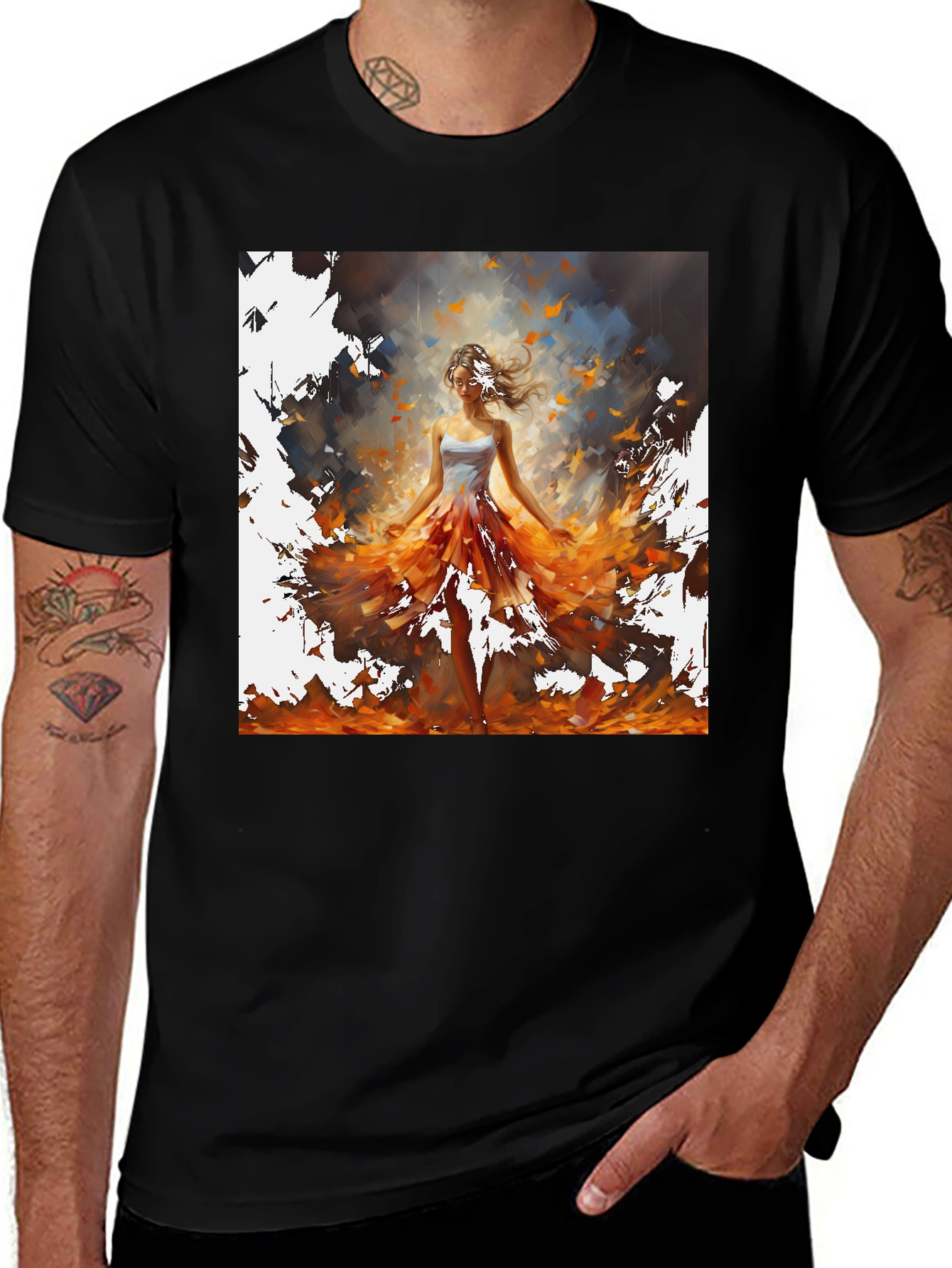 Variant 4 of Woman in Fire Dress Graphic Tee