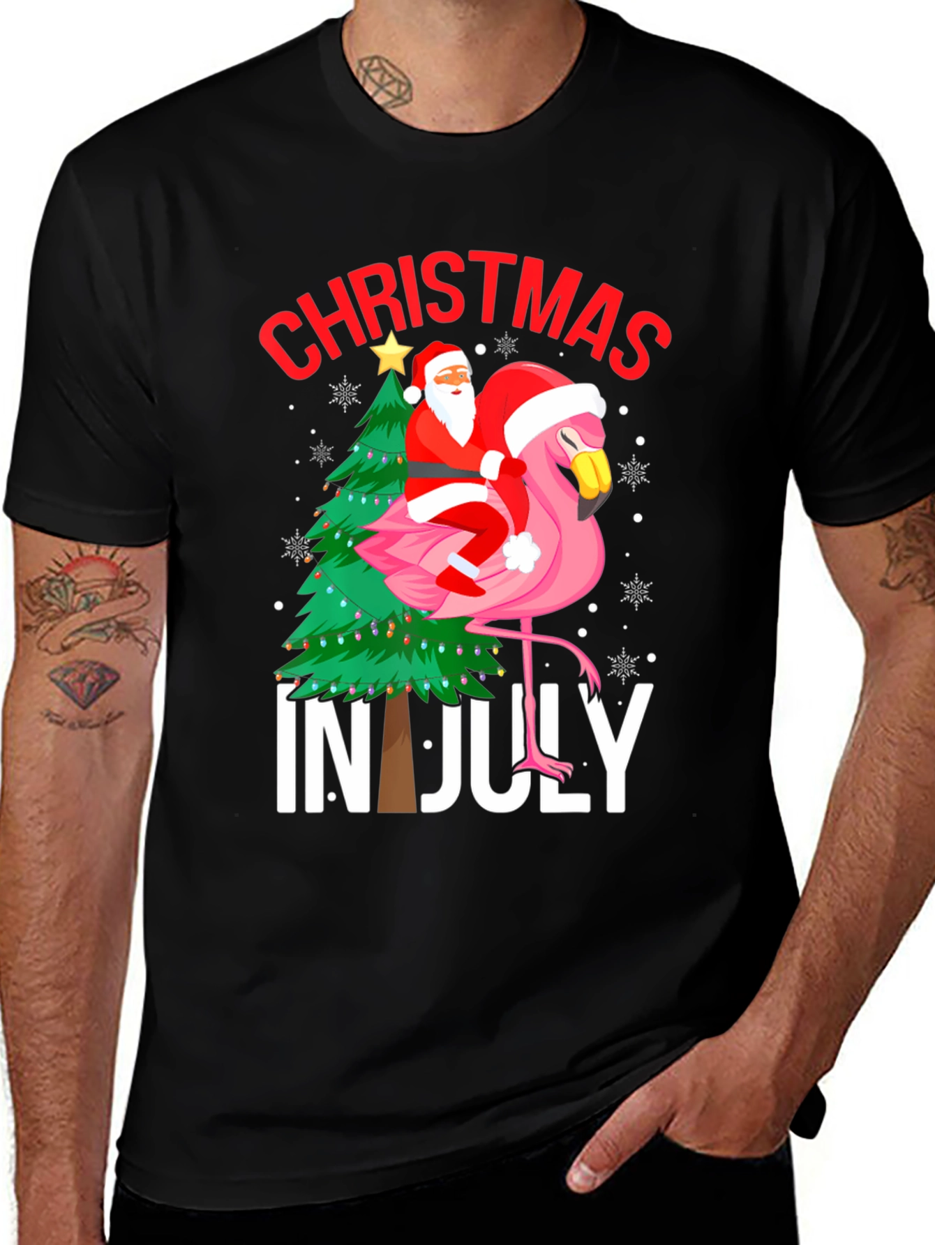 Christmas in July Flamingo Graphic Tee