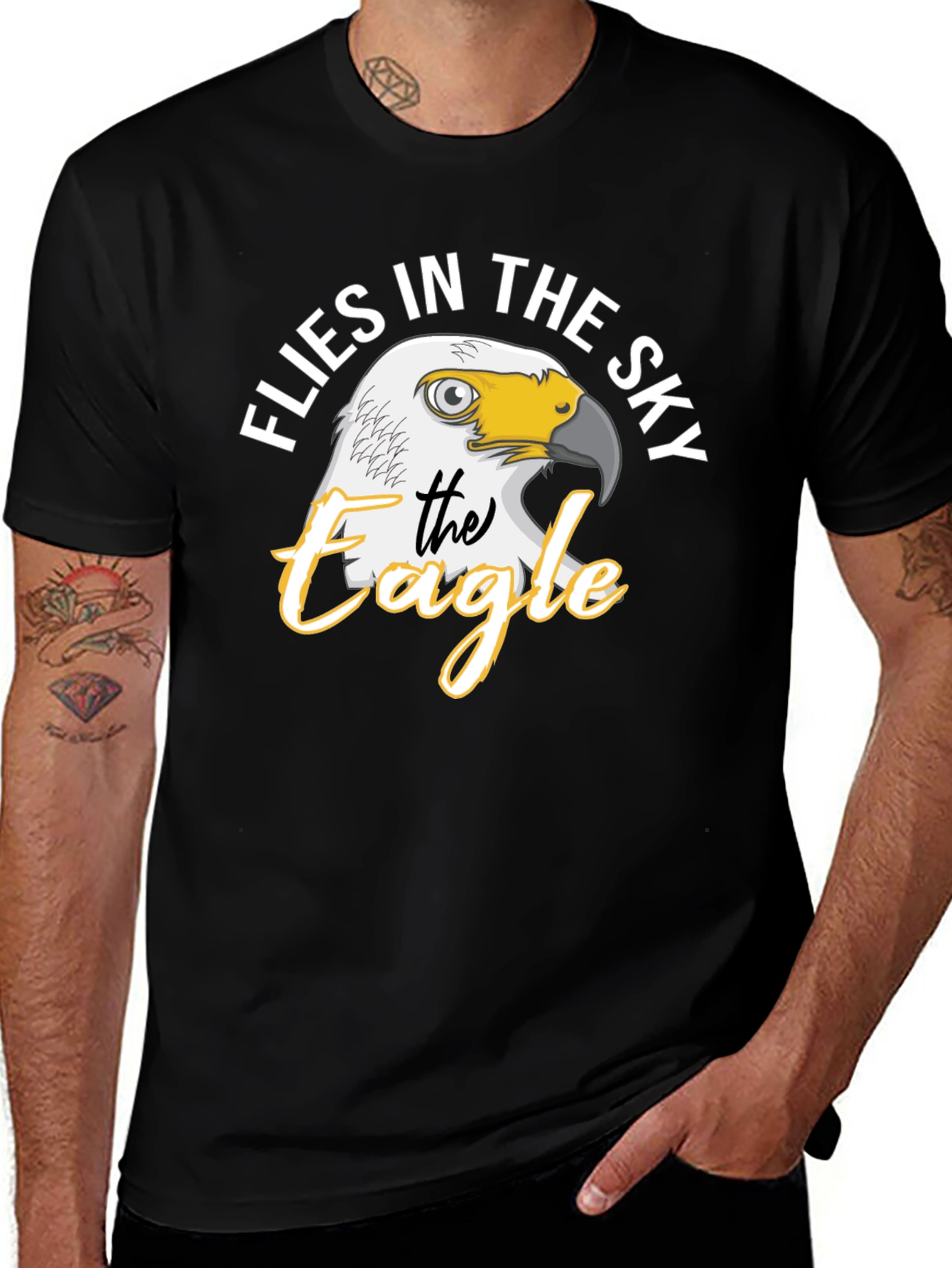 Variant 26 of Flies in the Sky Eagle T-Shirt - Black