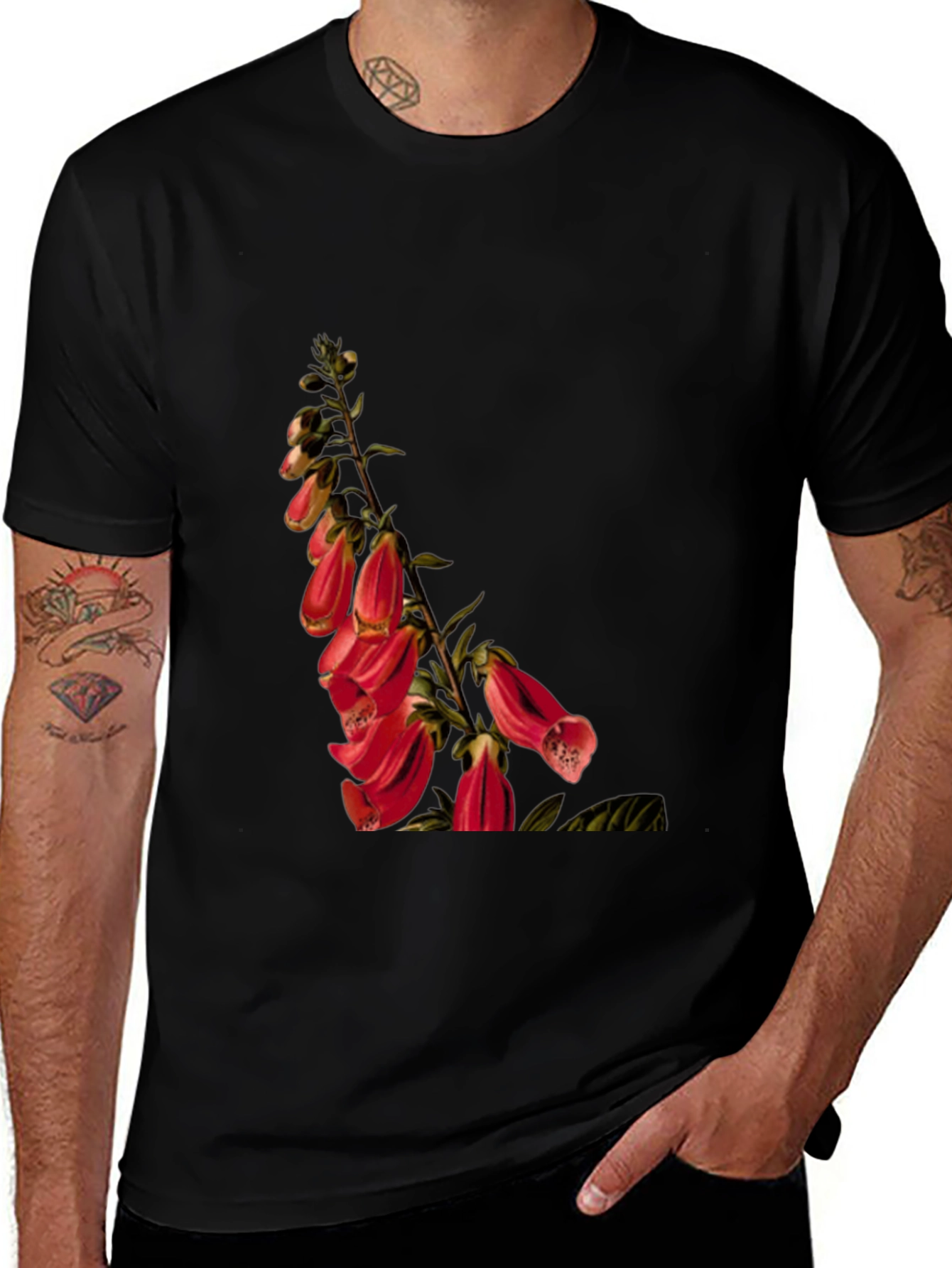 Variant 28 of Floral Foxglove Graphic Tee - Unique Botanical Design