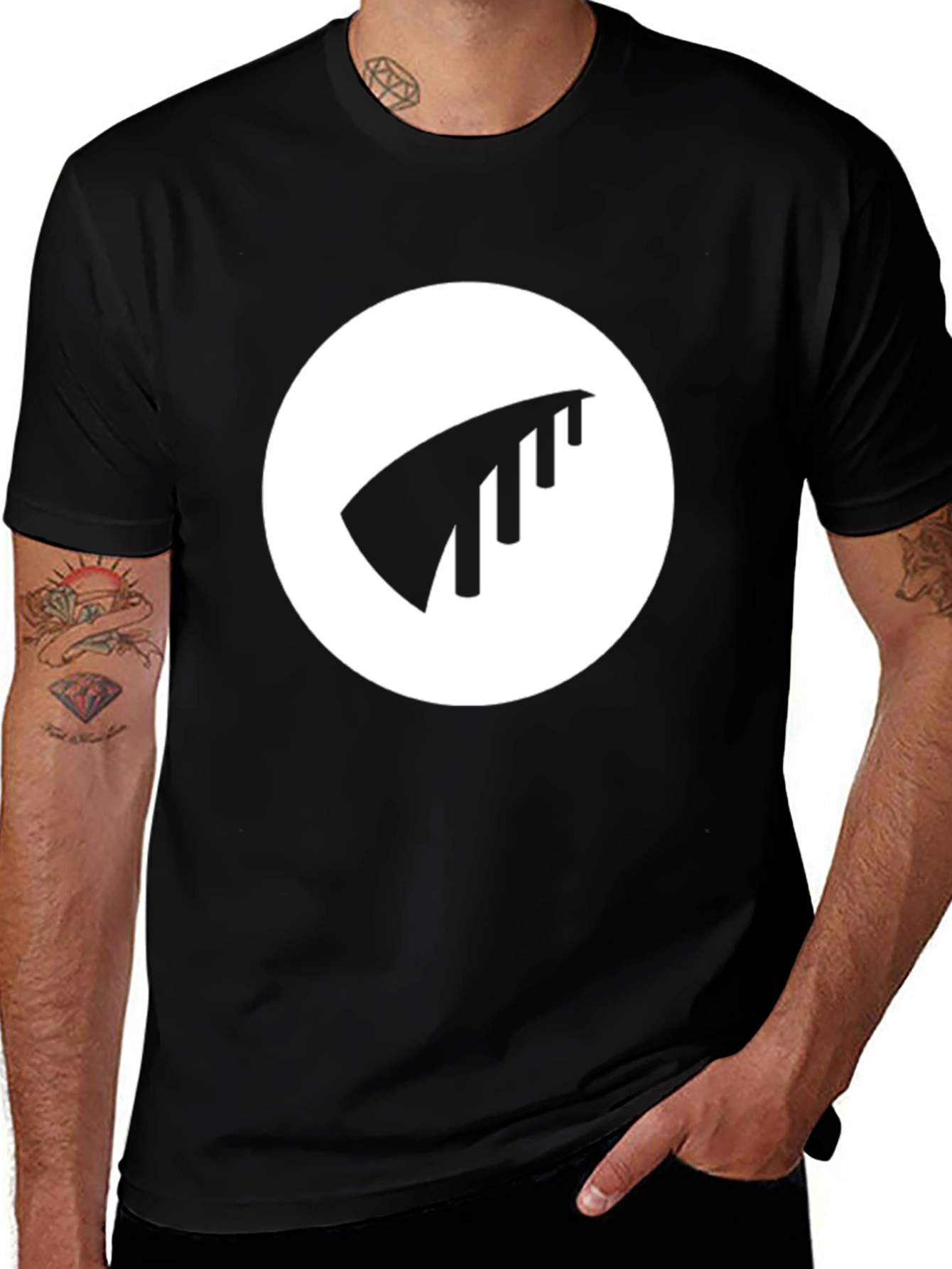 Variant 6 of Black Graphic Tee - Abstract Wave Design