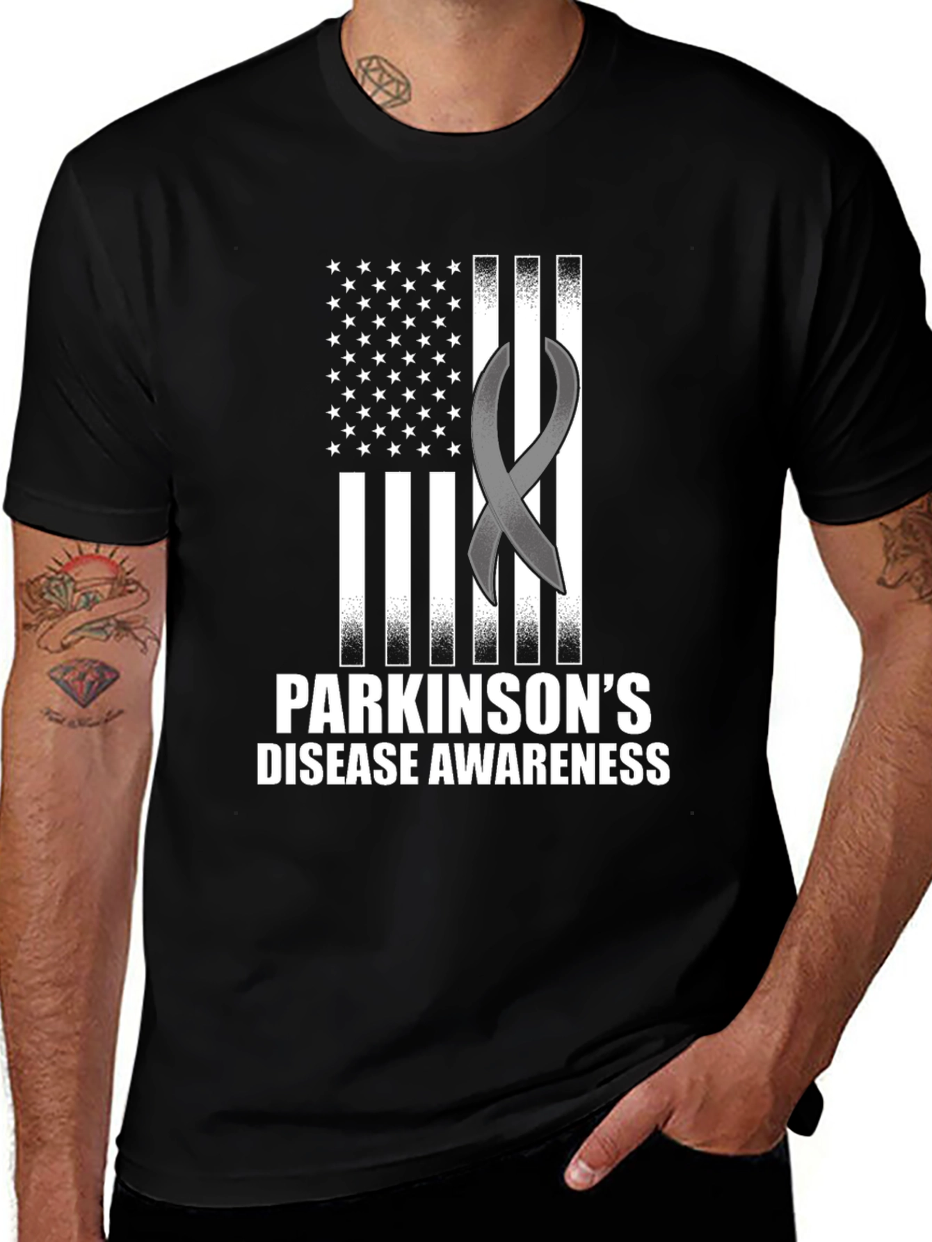 Parkinson's Awareness American Flag Ribbon T-Shirt