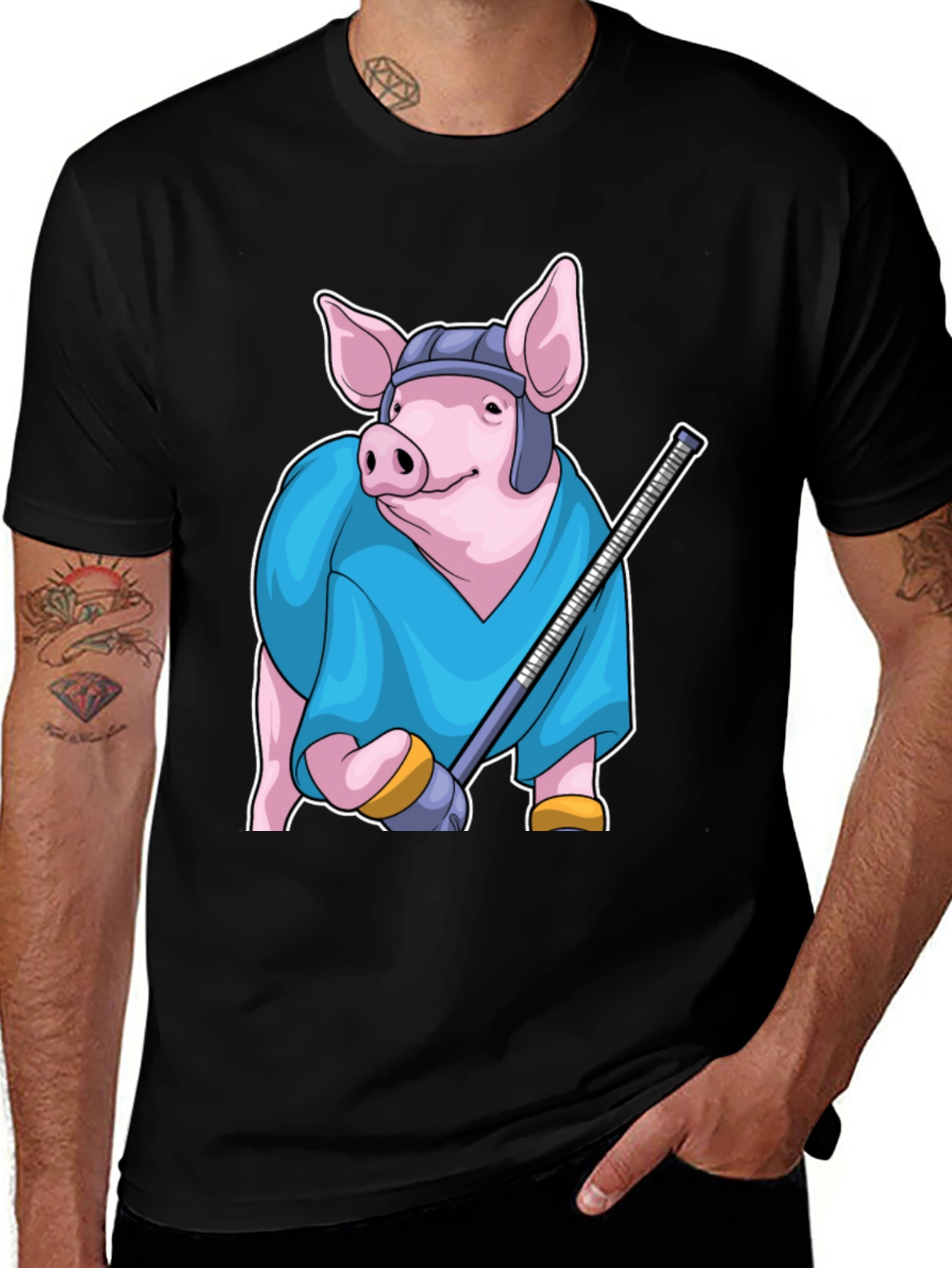Variant 15 of Hockey Pig T-Shirt - Funny Animal Sports Tee