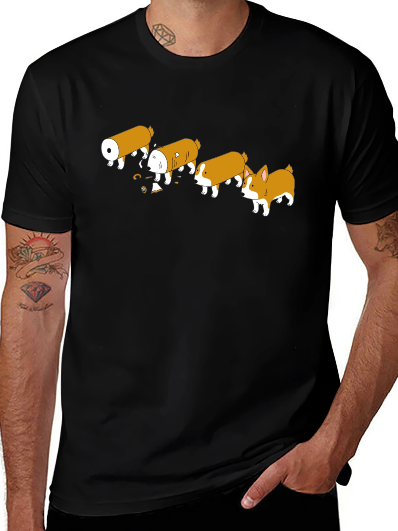 Variant 4 of Corgi Sausage Evolution Funny T-Shirt