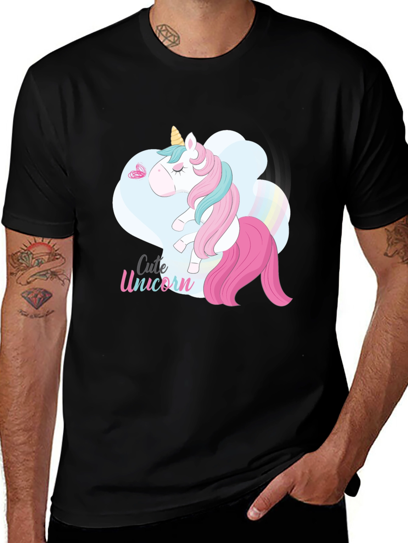 Variant 26 of Cute Unicorn Graphic Black T-Shirt