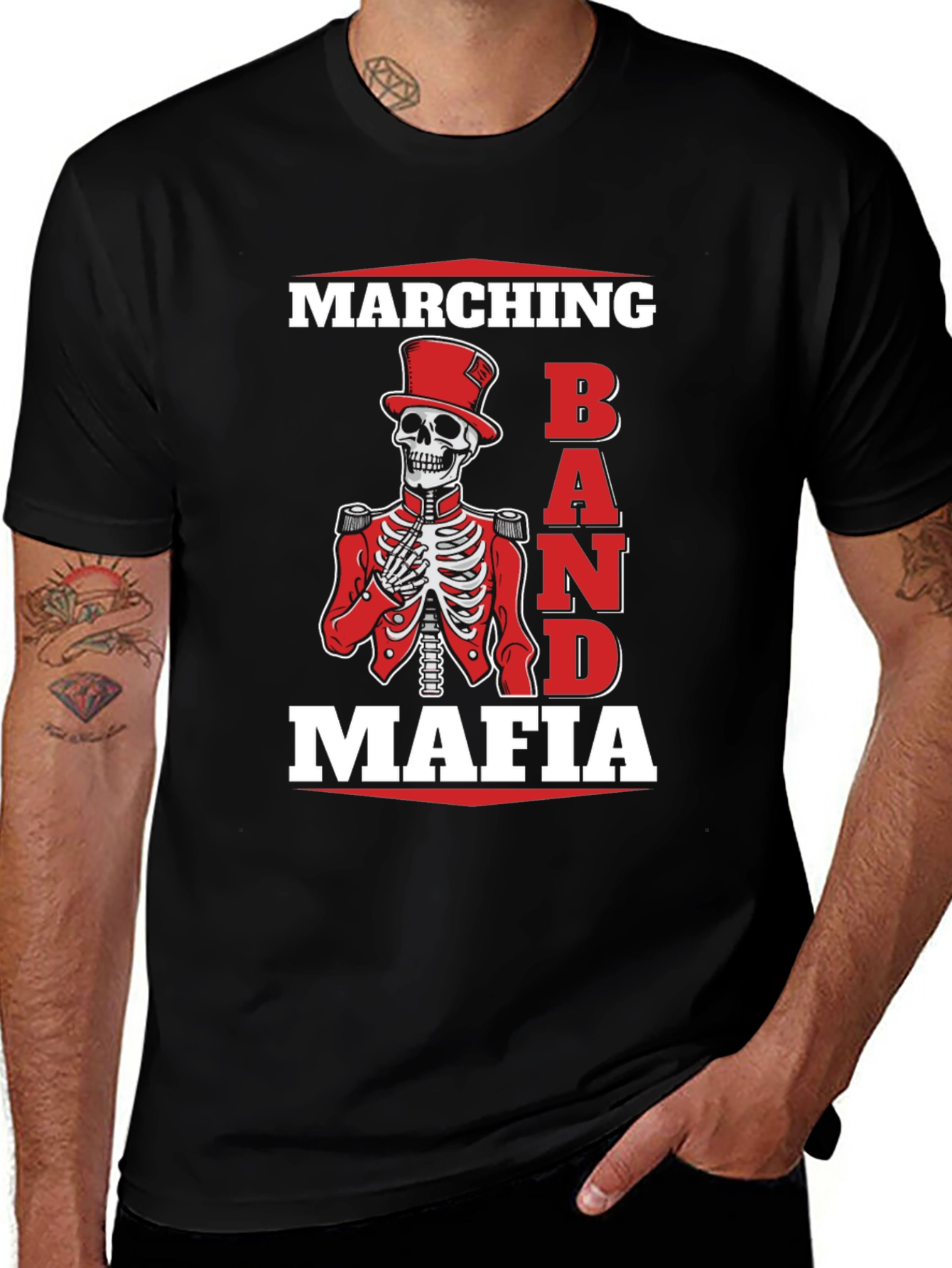 Variant 28 of Marching Band Mafia Skeleton T-Shirt