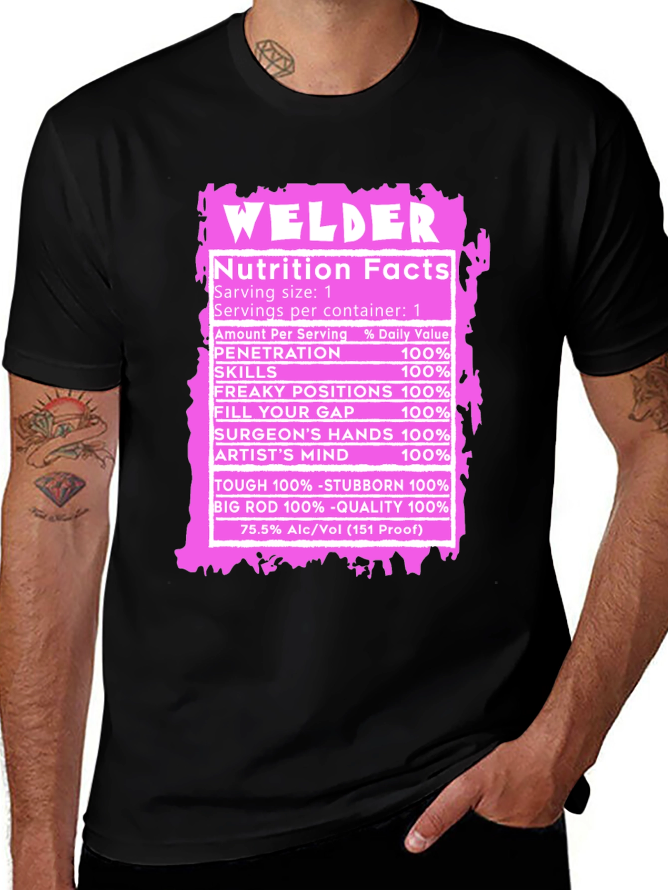 Variant 16 of Welder Nutrition Facts Funny T-Shirt