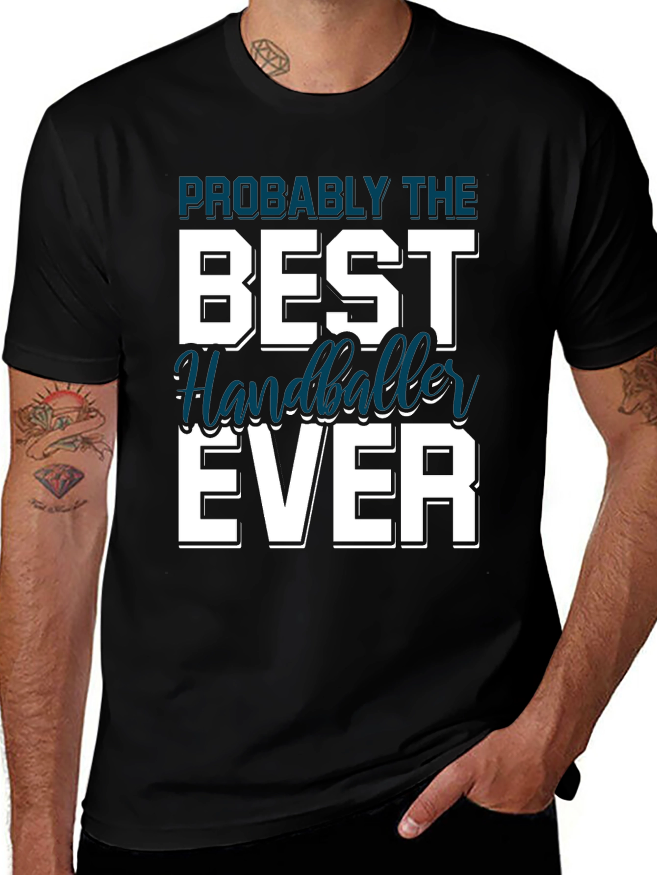 Variant 17 of Best Handballer Ever T-Shirt Black Cotton