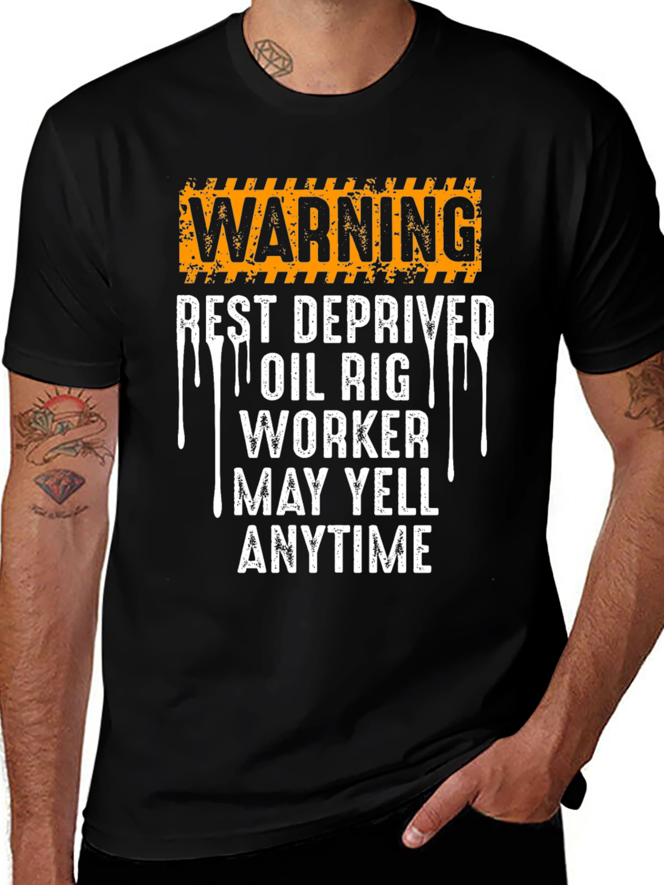 Variant 15 of Warning Rest Deprived Oil Rig Worker T-Shirt
