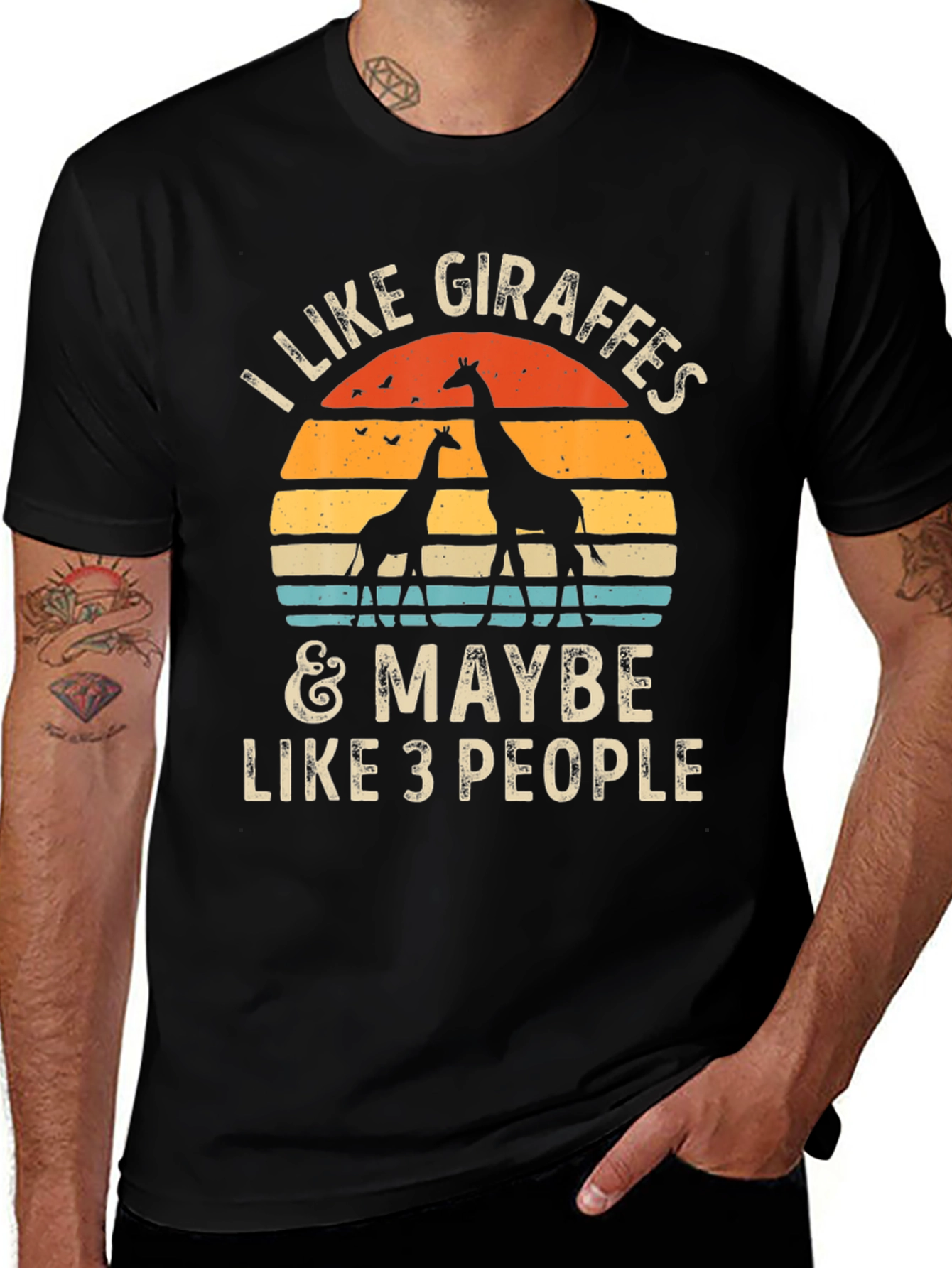 Variant 30 of Giraffe Lover T-Shirt - I Like Giraffes & Maybe 3 People Tee
