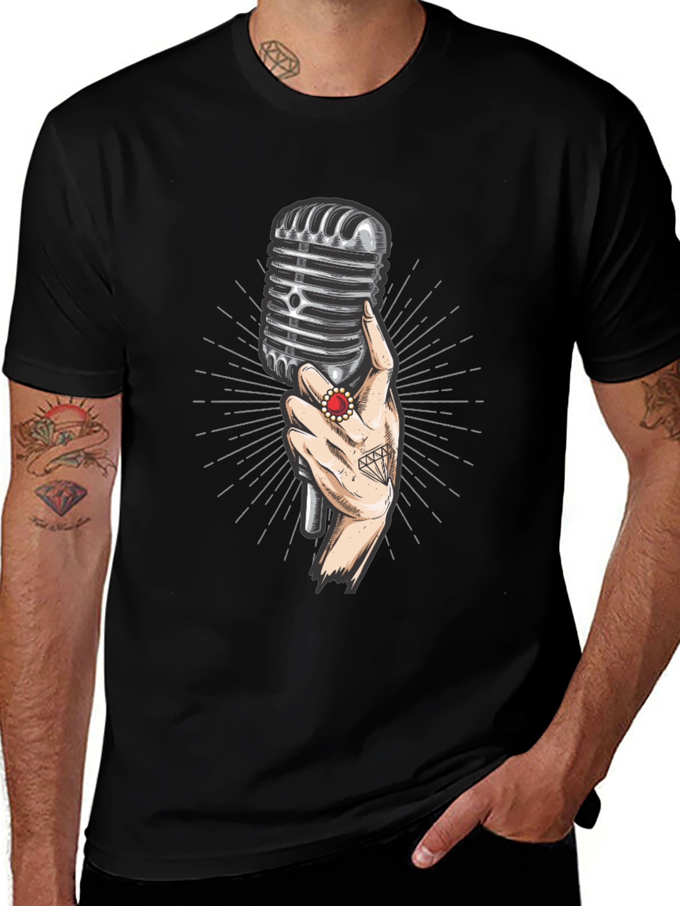 Variant 12 of Vintage Microphone Hand T-Shirt