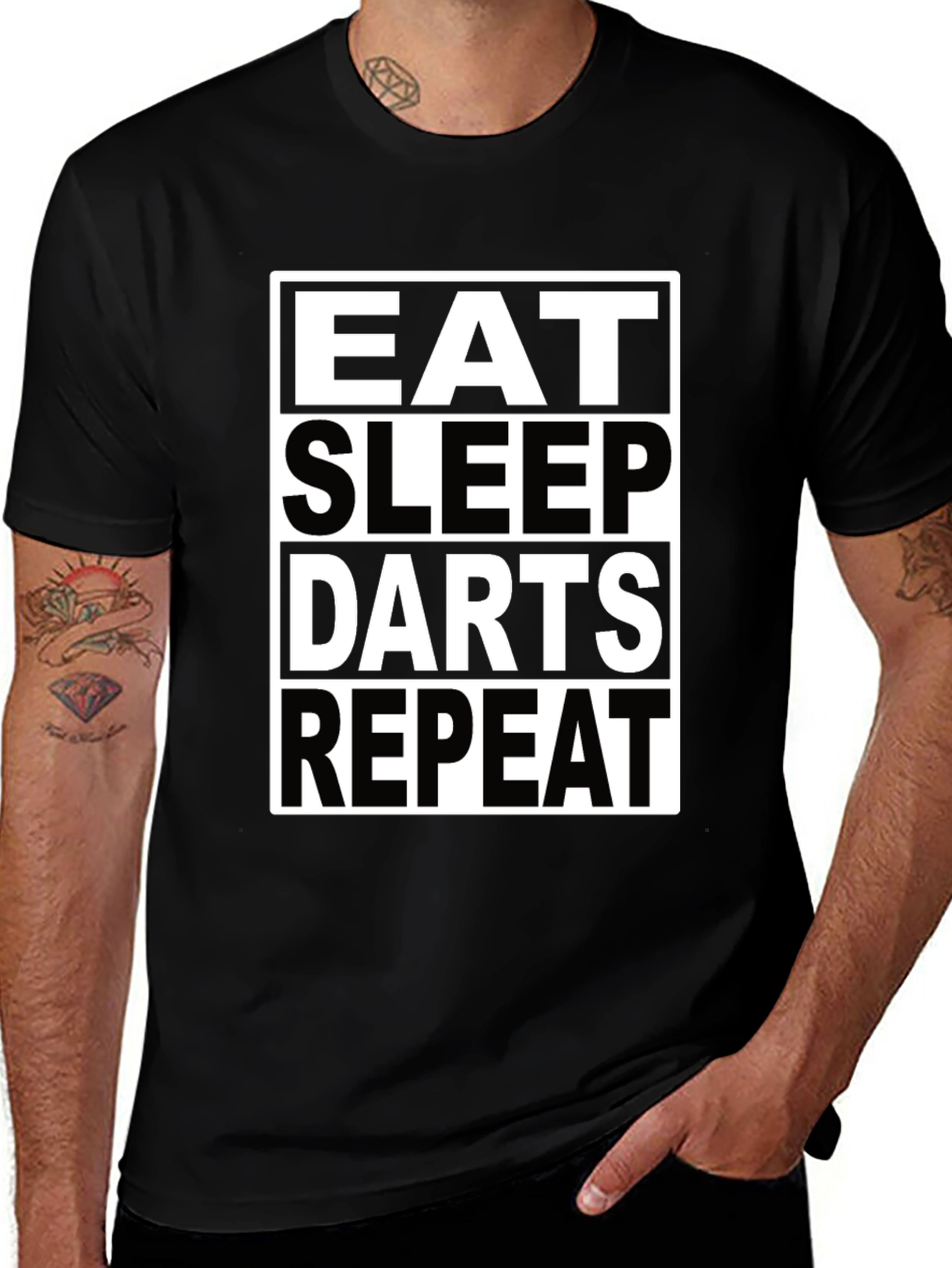 Variant 6 of Eat Sleep Darts Repeat T-Shirt - Black