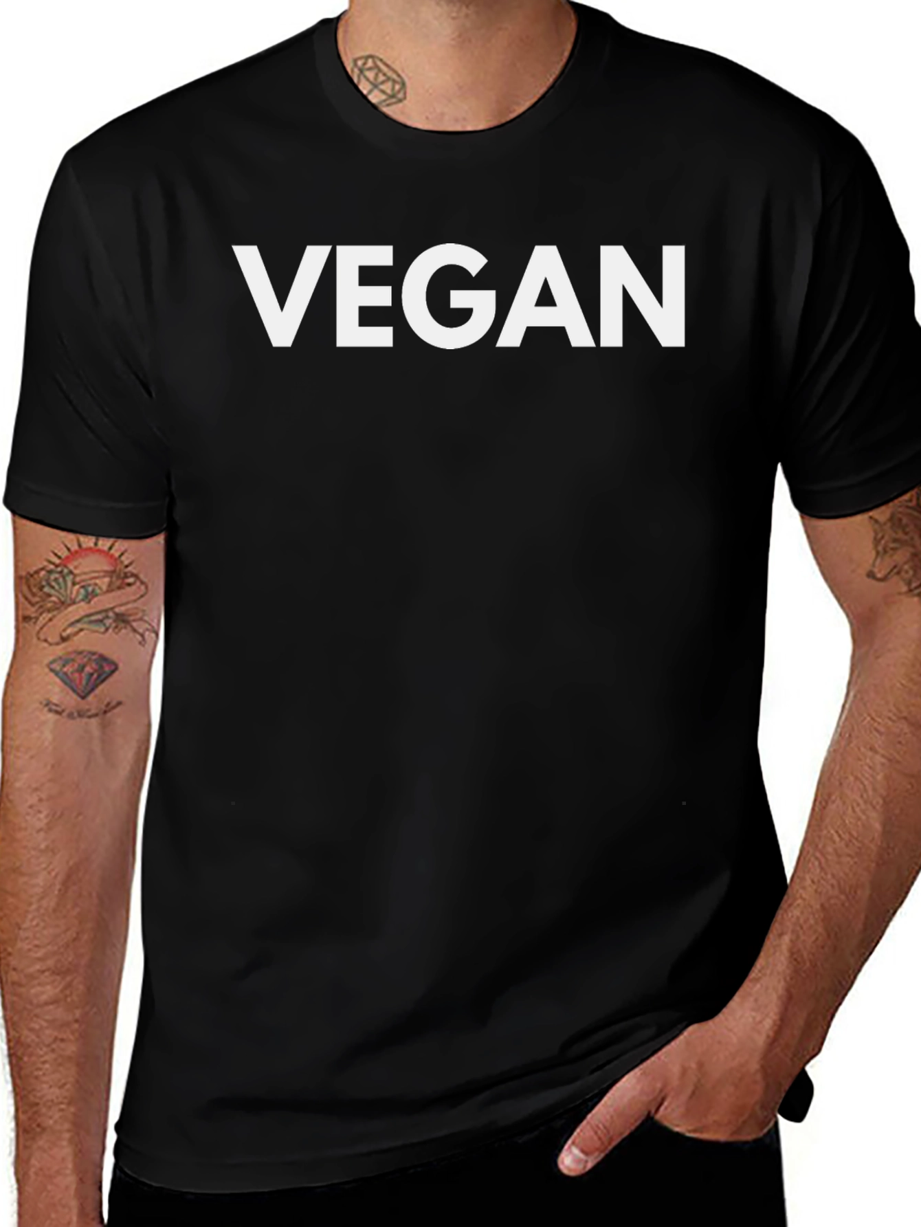Variant 23 of Vegan Statement T-Shirt - Bold White Text on Black