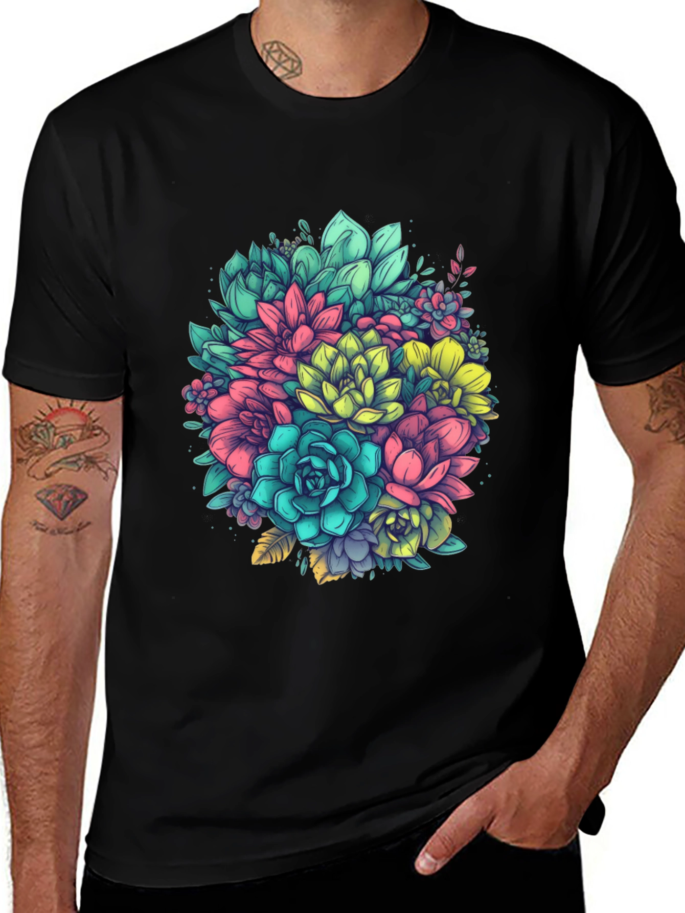 Variant 4 of Floral Graphic Tee - Unique Succulent Design