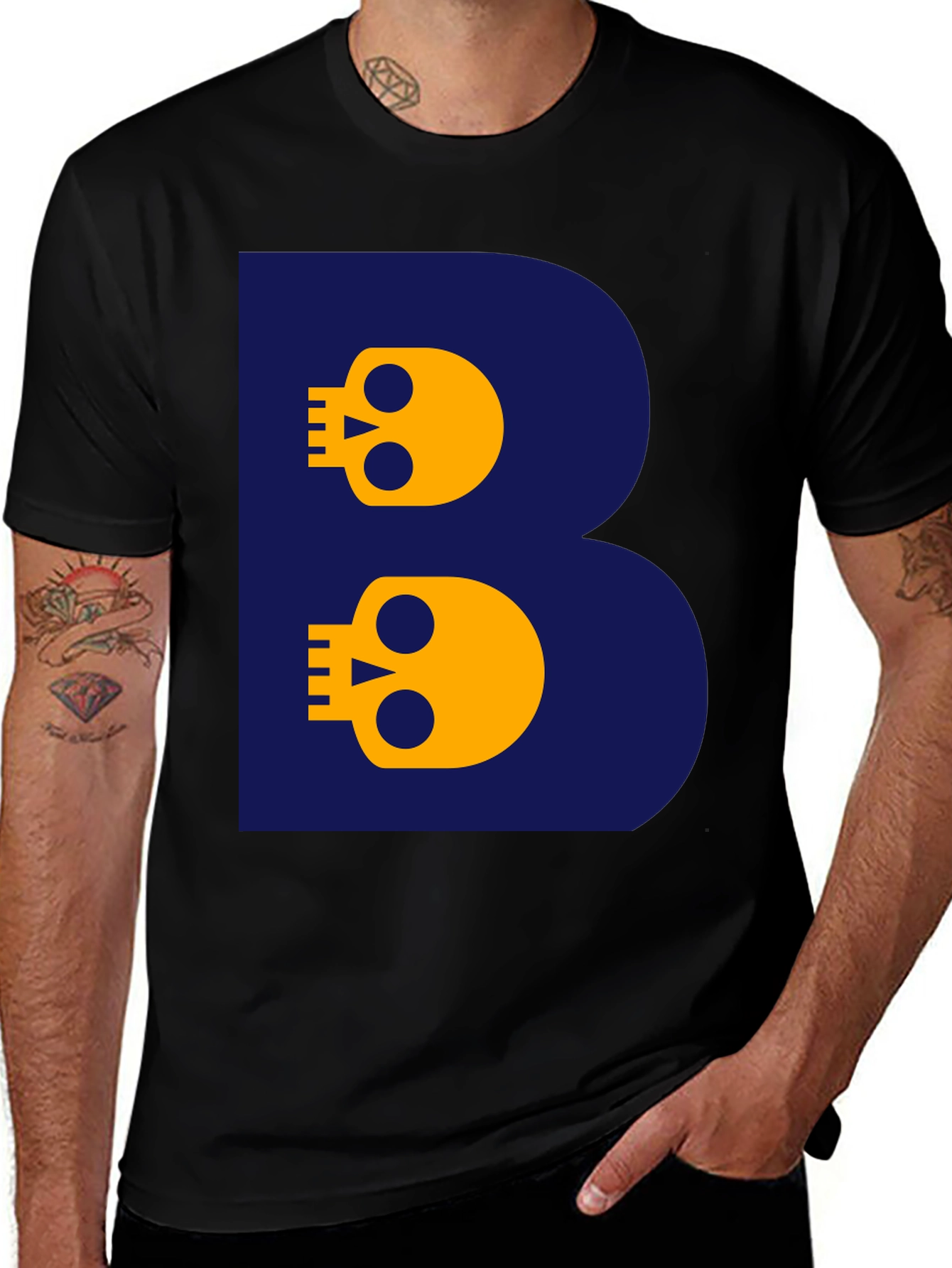 Variant 18 of Skull Letter B T-Shirt - Bold Graphic Tee