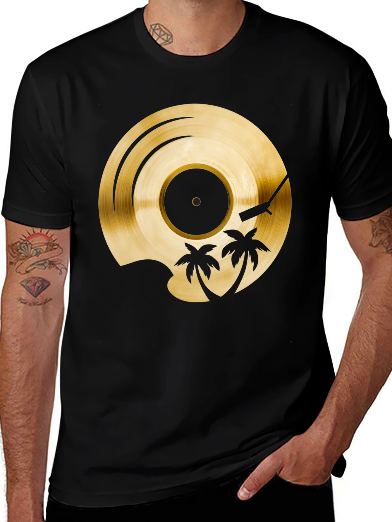 Variant 28 of Golden Record Palm Tree Graphic Tee