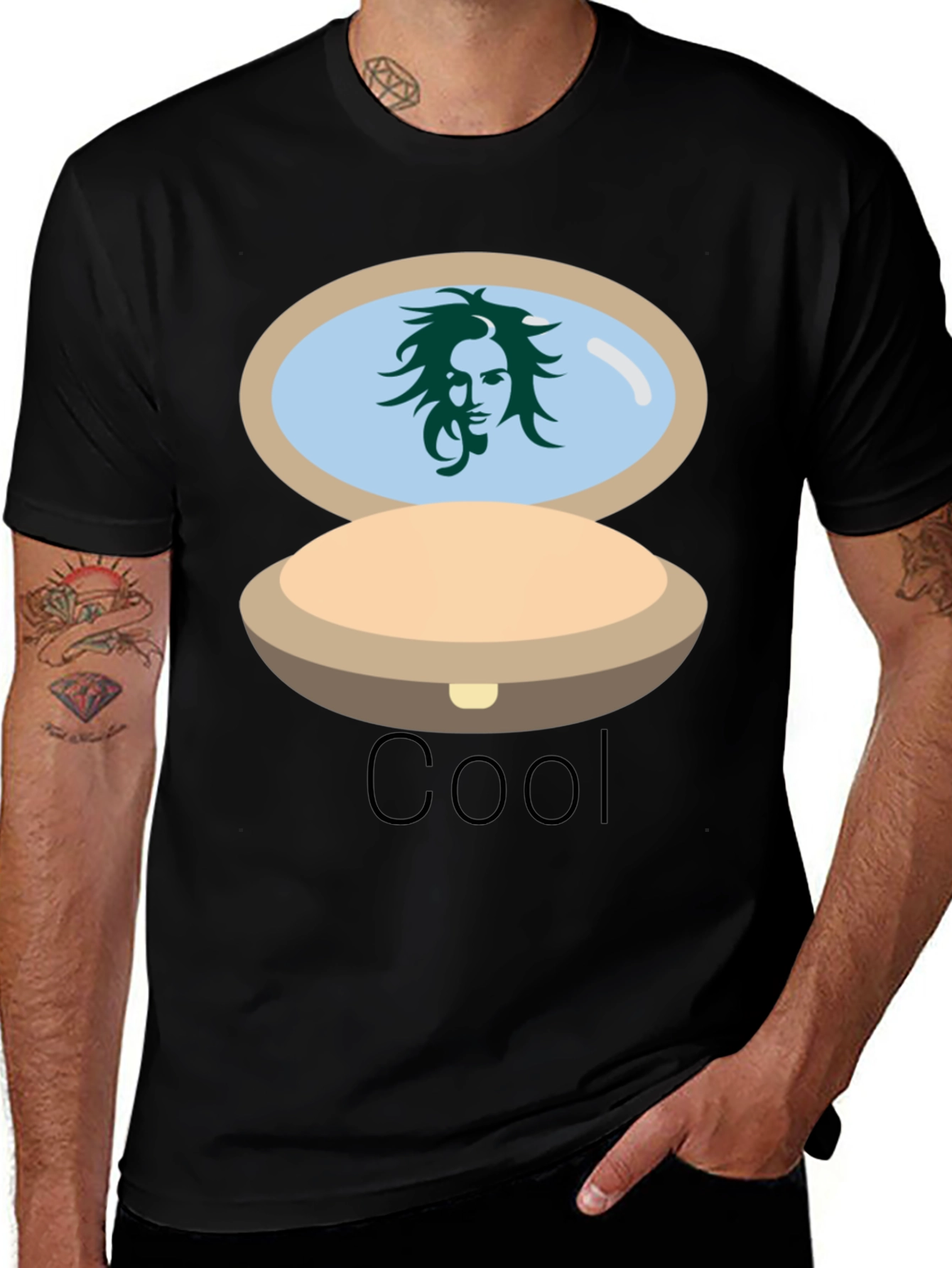 Variant 29 of Cool Compact Mirror Graphic Black T-Shirt
