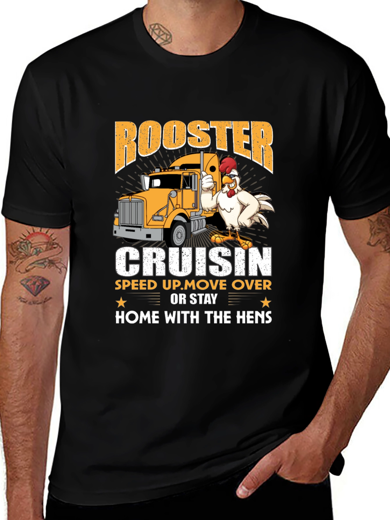Variant 22 of Rooster Cruisin' Trucker T-Shirt - Funny Road Trip Tee