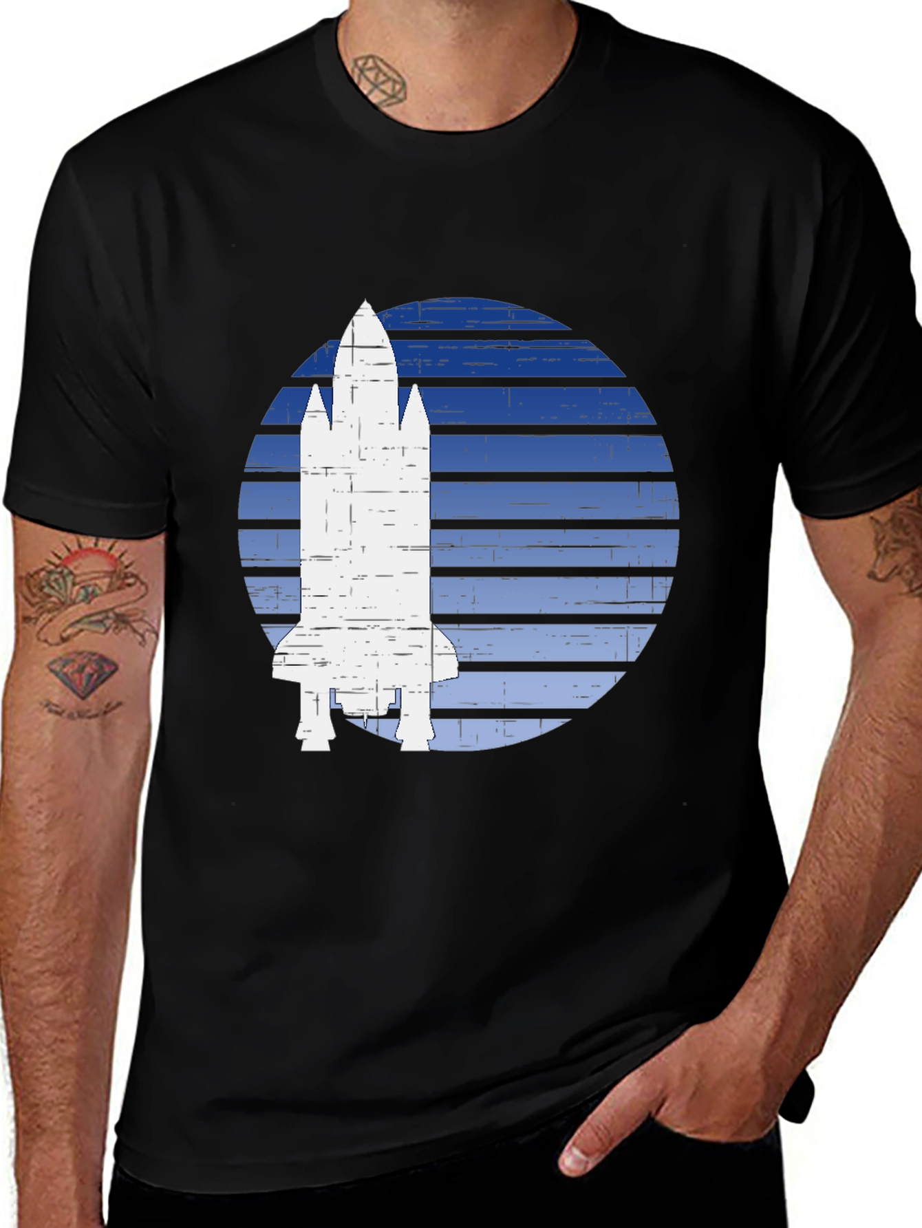 Variant 21 of Retro Rocket Graphic Tee - Space Shuttle Design
