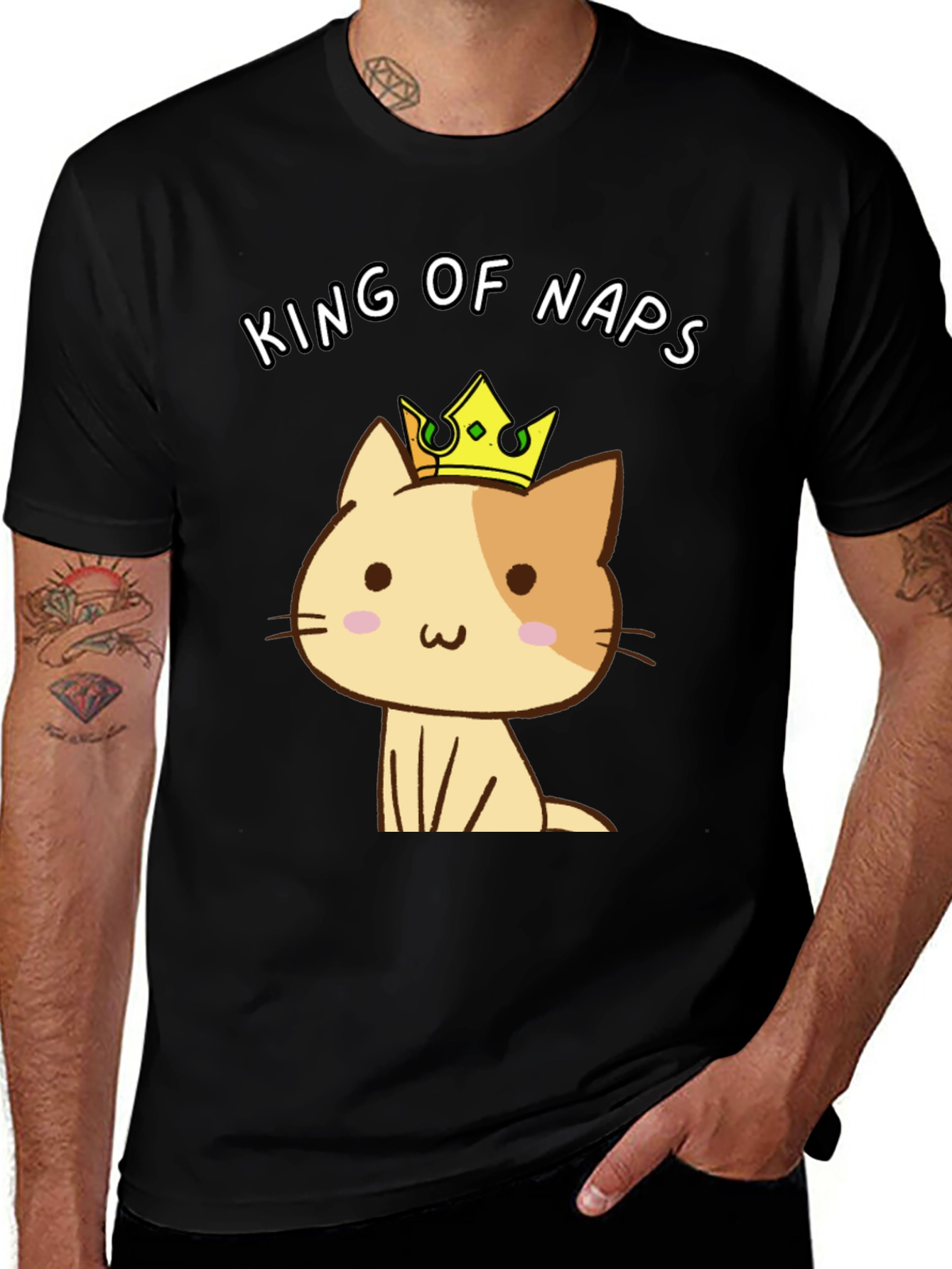 Variant 10 of King of Naps T-Shirt - Cute Cat with Crown