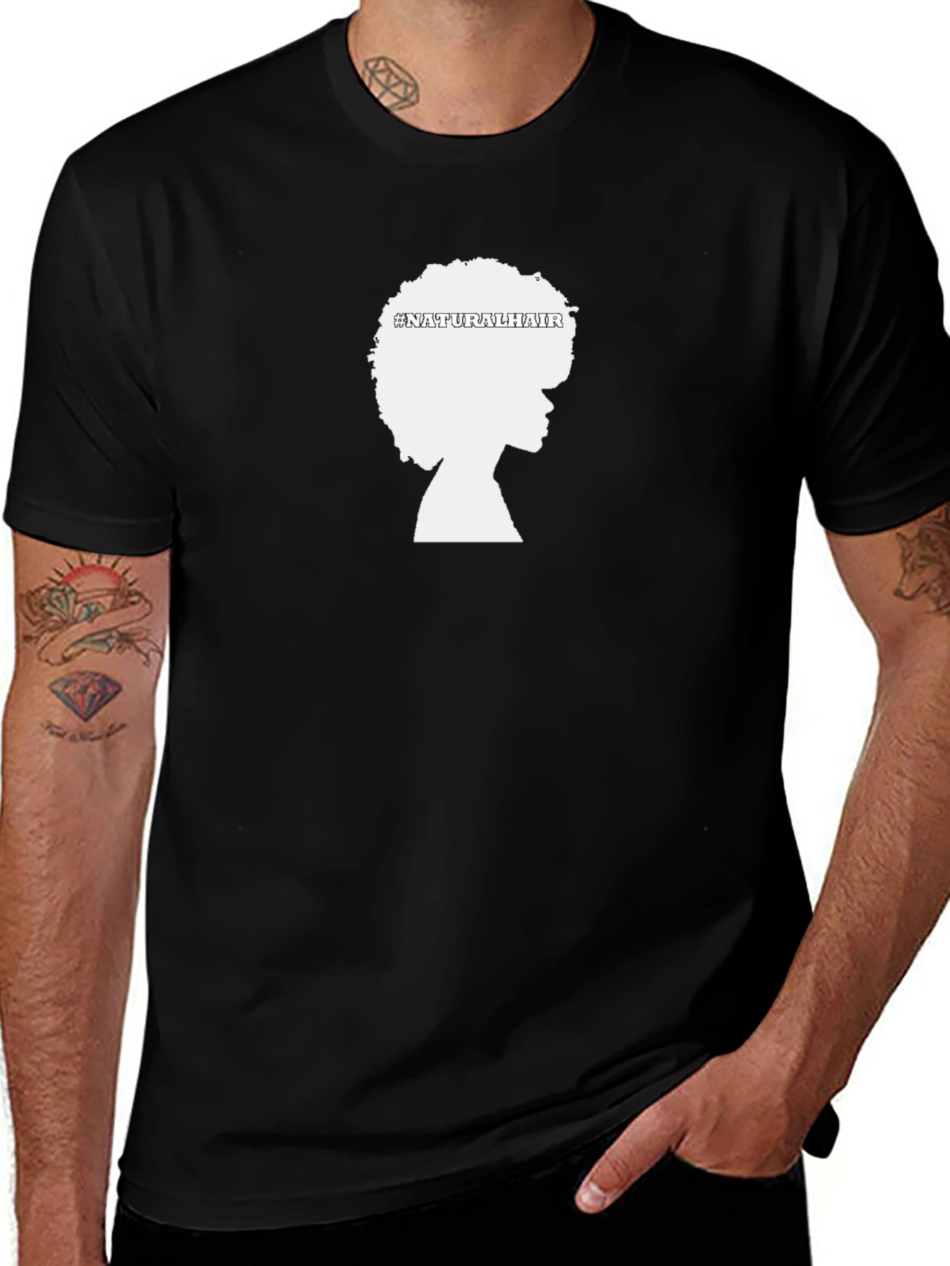 Variant 12 of Natural Hair T-Shirt - Black Unisex Tee