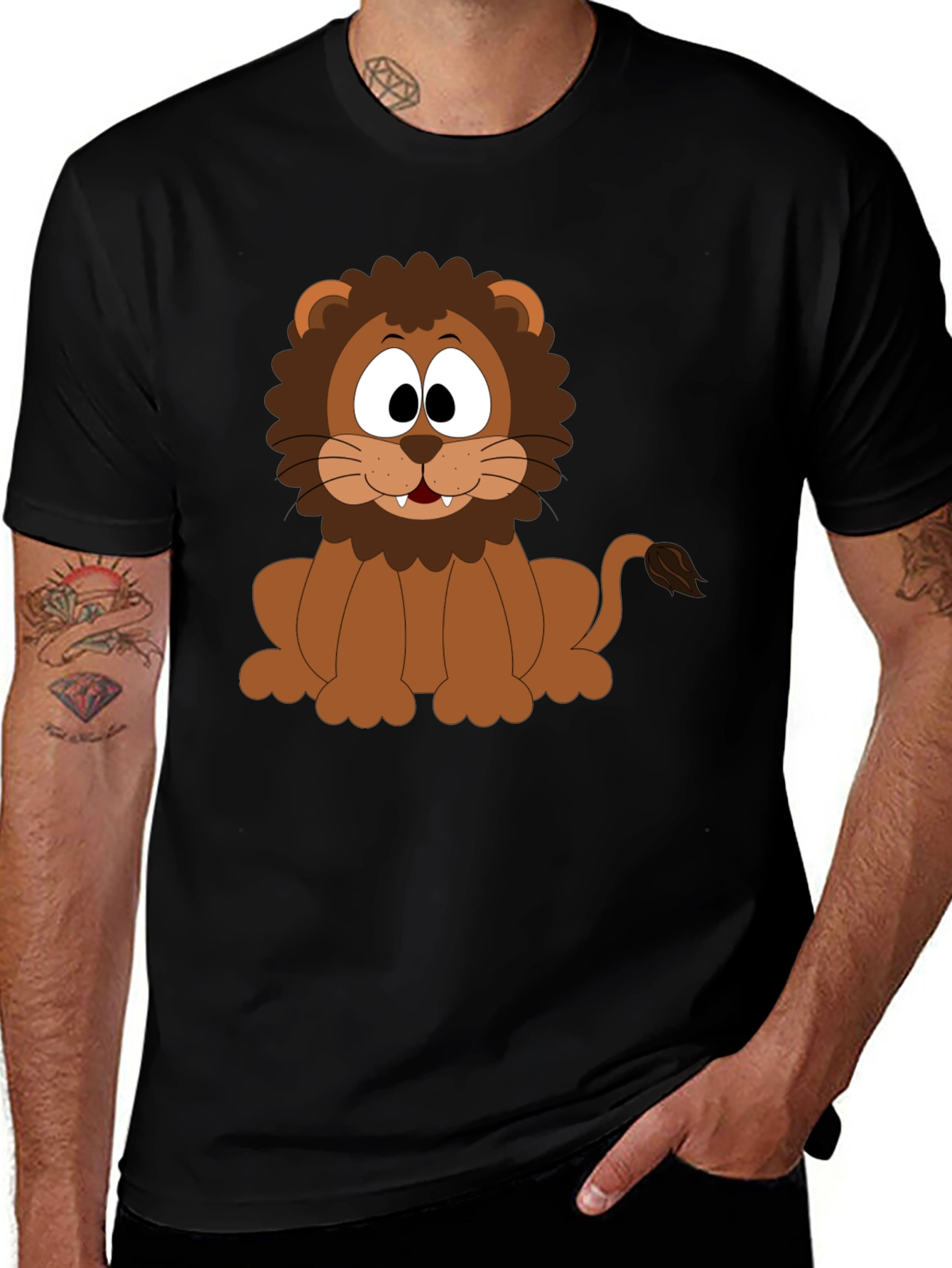 Variant 5 of Lion Cartoon Graphic Tee - Black Unisex T-Shirt