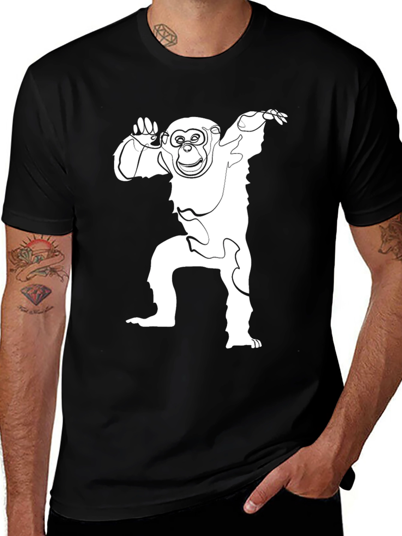 Variant 25 of Monkey Graphic Tee - Men's Black T-Shirt