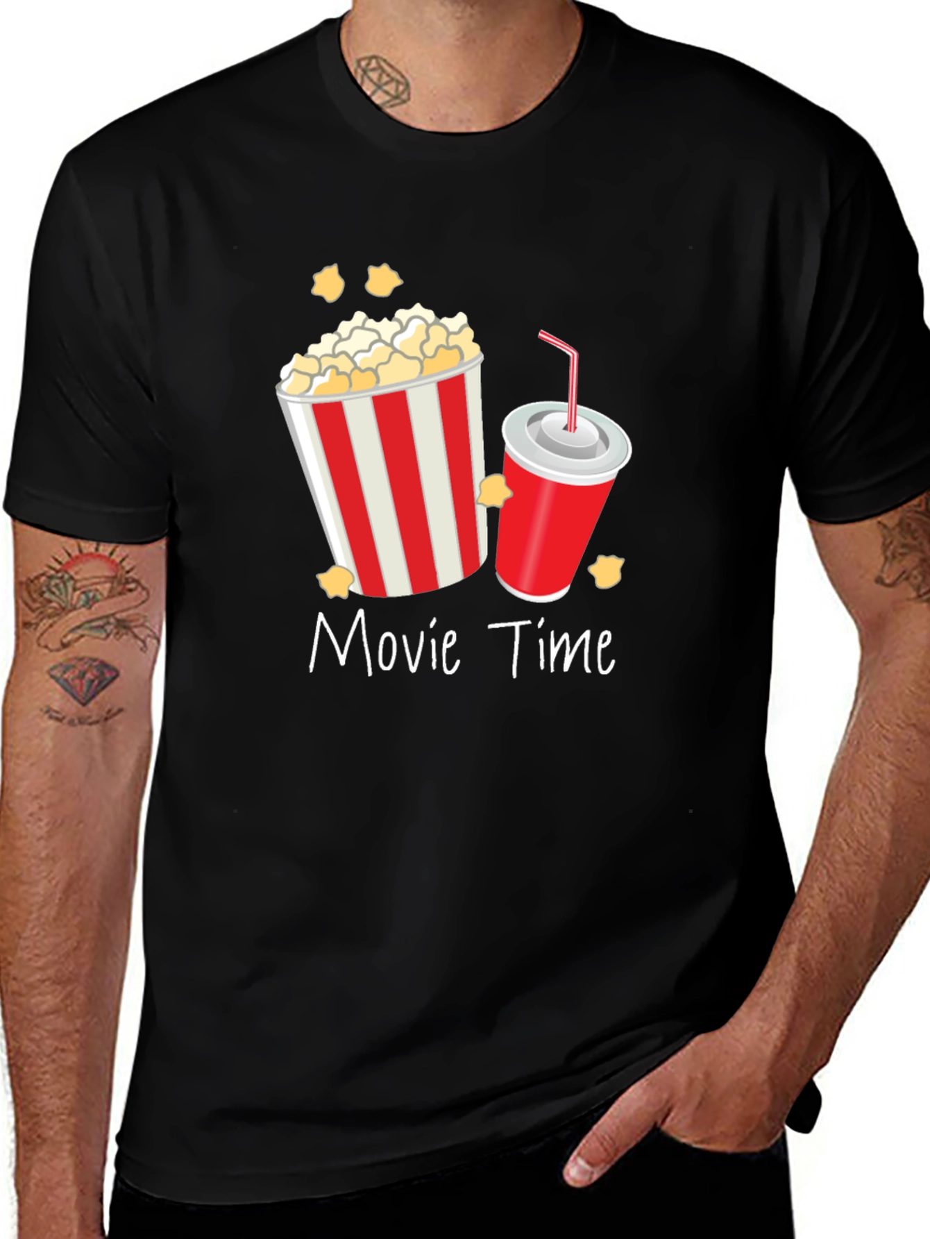 Movie Time Graphic T-Shirt - Unisex Black Tee