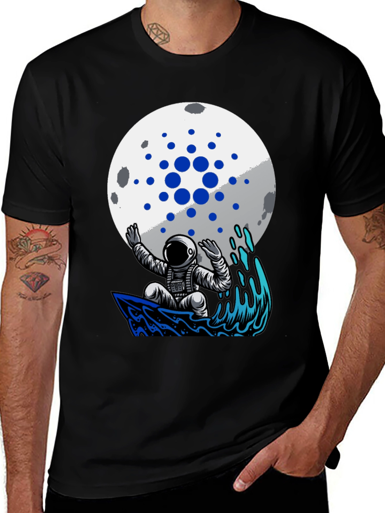 Variant 8 of Astronaut Surfer on Moon Crypto T-Shirt