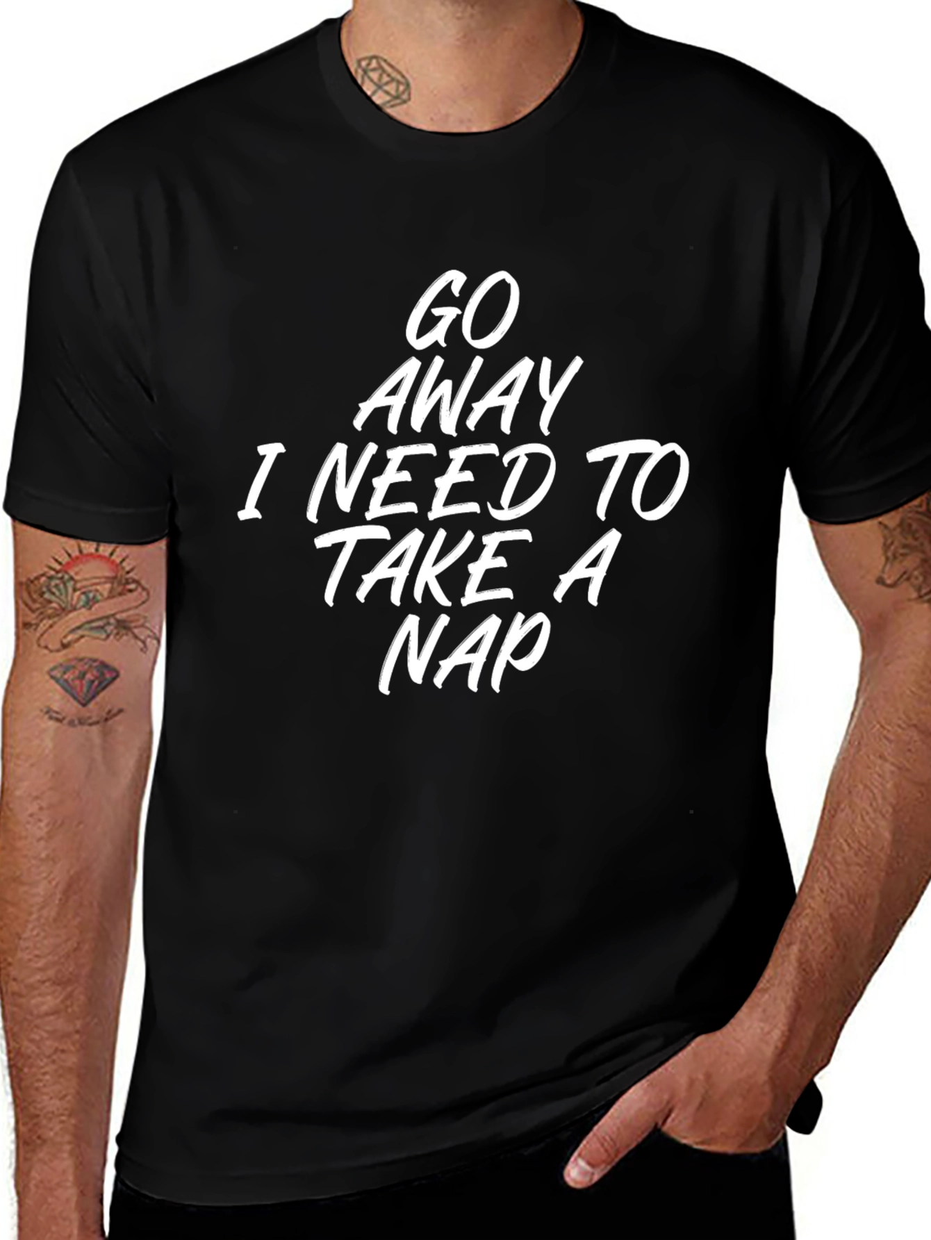 Black Go Away I Need To Take a Nap Black T-Shirt main image