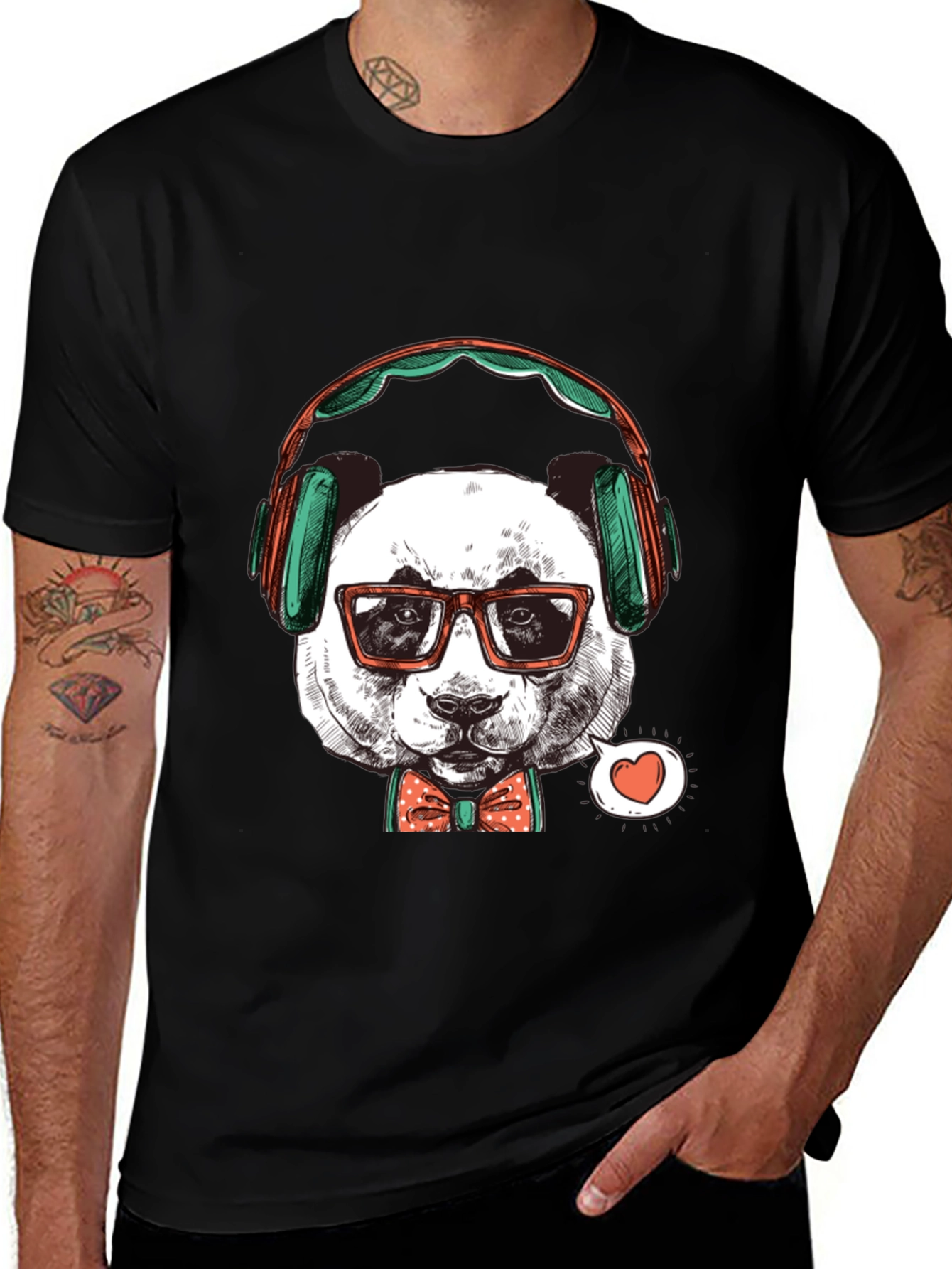 Variant 9 of Hipster Panda Graphic Tee - Trendy Men's T-Shirt
