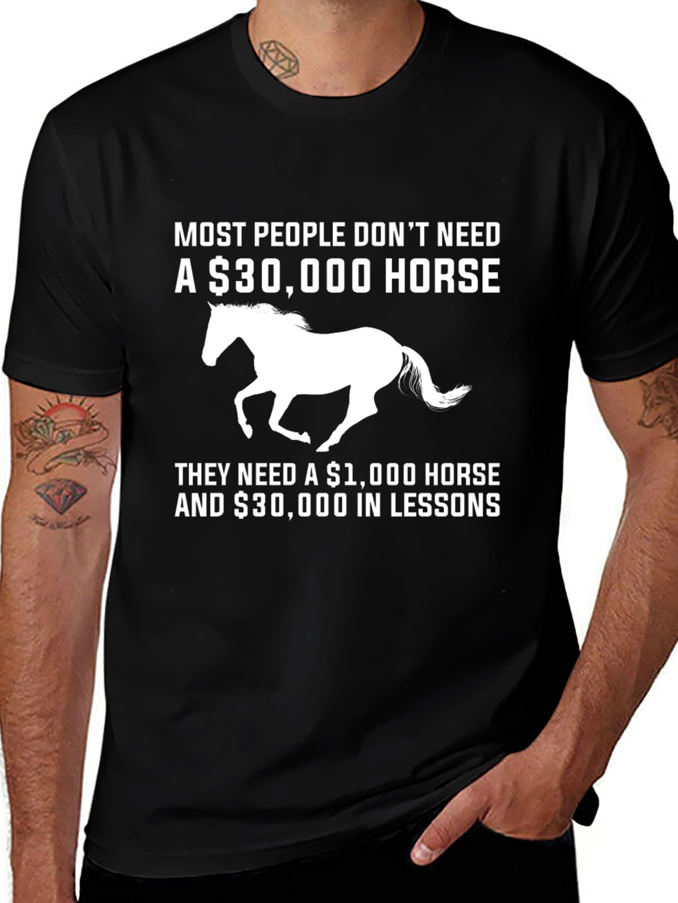 Variant 18 of Horse Lover T-Shirt: $30,000 Horse vs Lessons