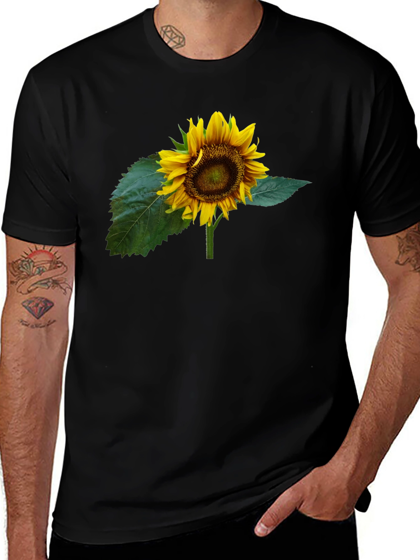Variant 3 of Sunflower Graphic Tee - Black Cotton T-Shirt