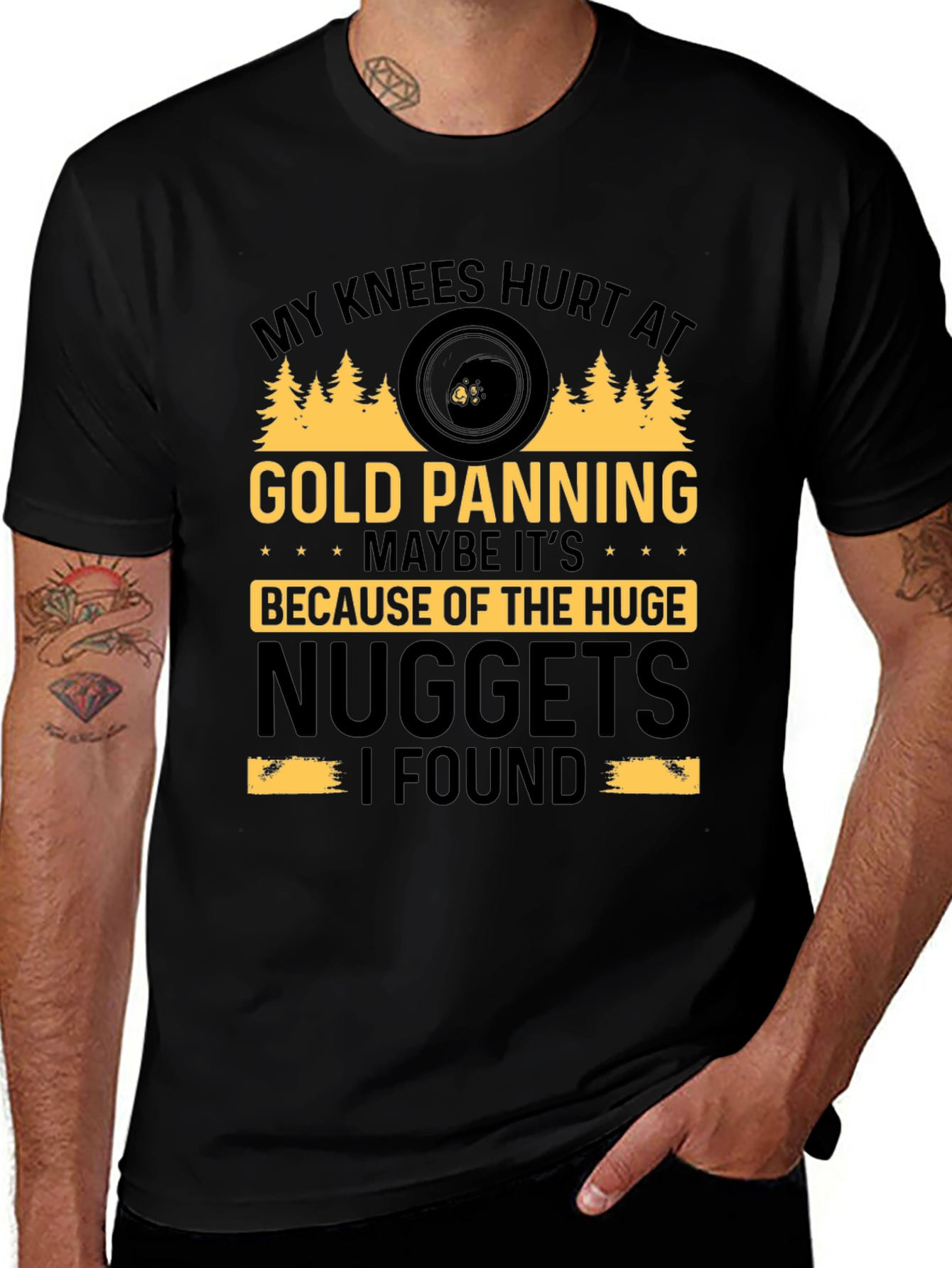 Variant 7 of Gold Panning Humor T-Shirt - My Knees Hurt Funny Tee