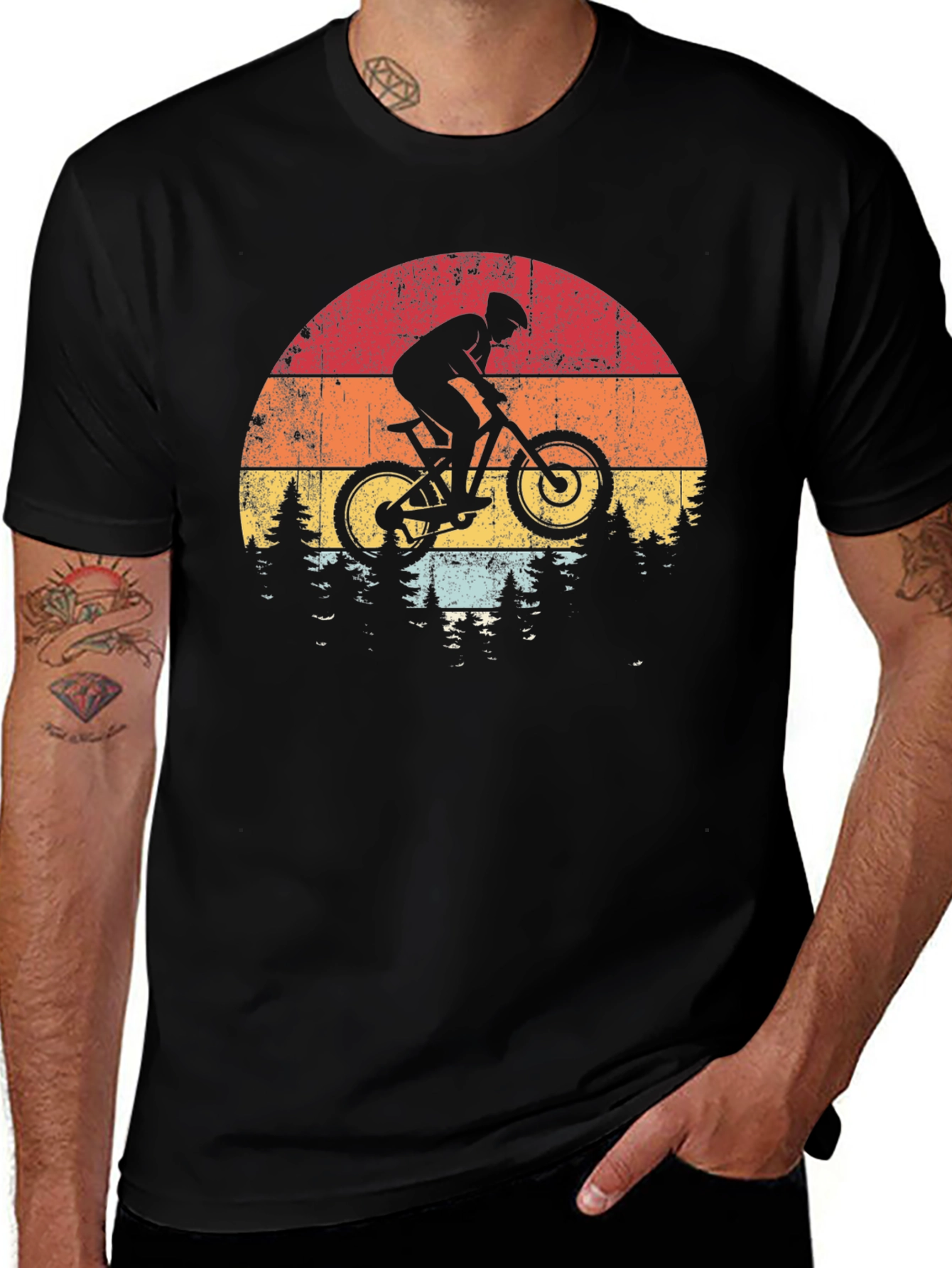Variant 26 of Mountain Biker Sunset Graphic Tee - Black