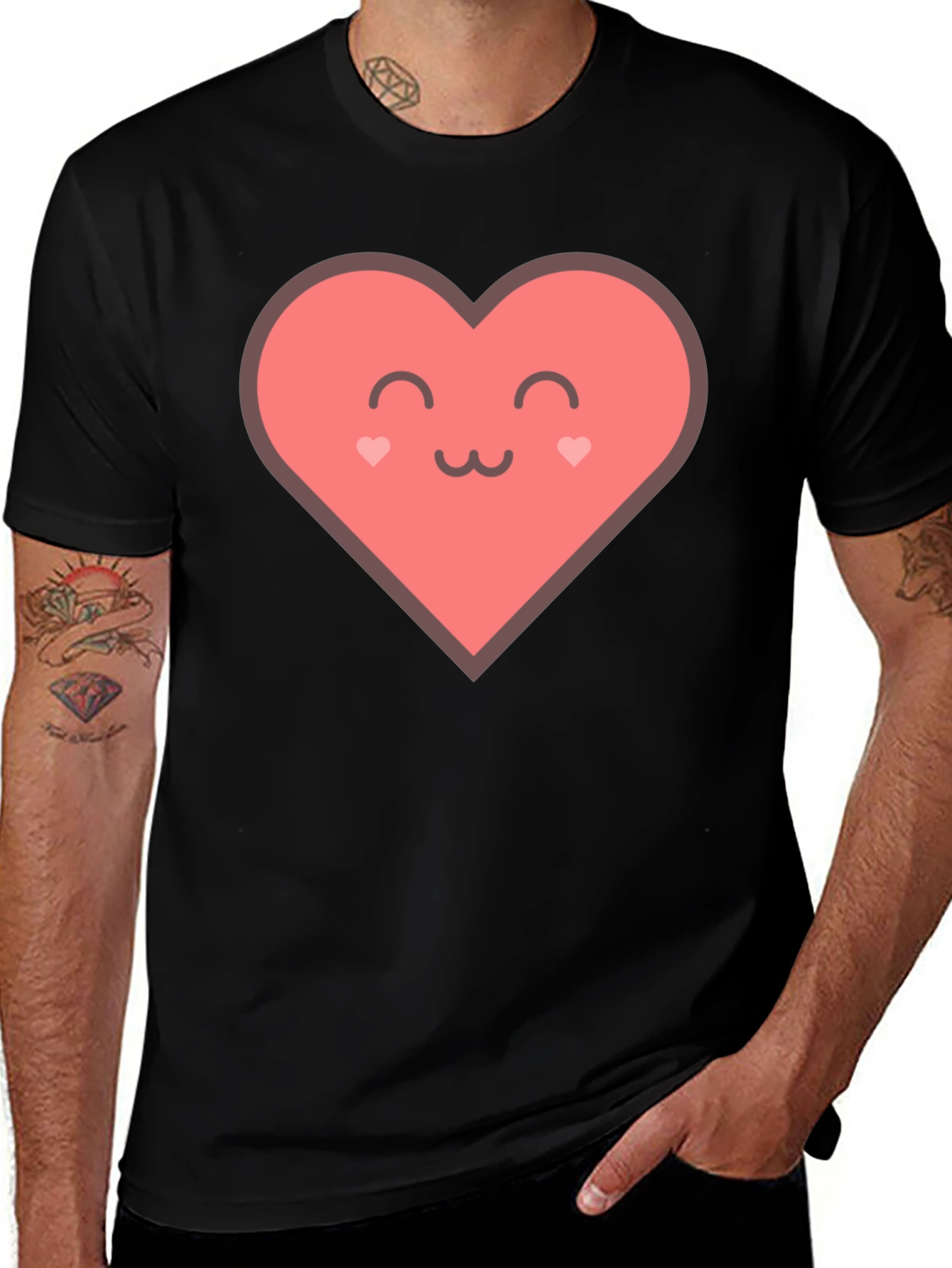 Variant 3 of Cute Heart Graphic Black Tee - Express Your Love!