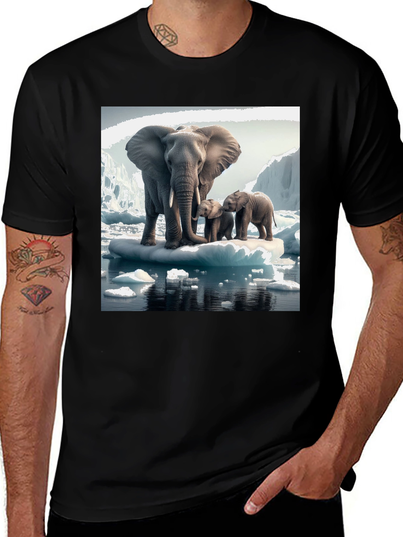 Variant 22 of Elephant Family Iceberg Graphic Tee - Black