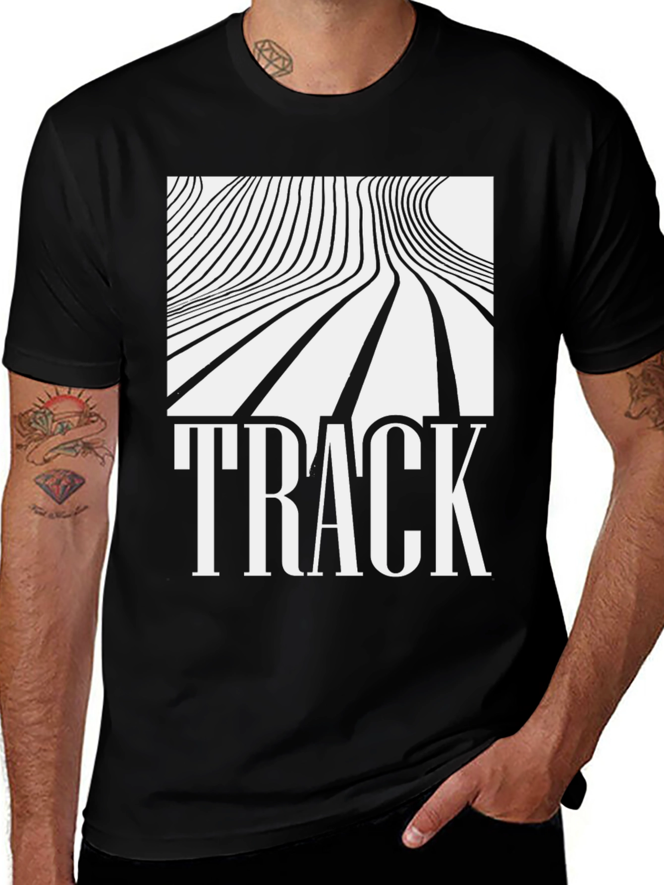 Variant 10 of Abstract Line Art "Track" Graphic T-Shirt