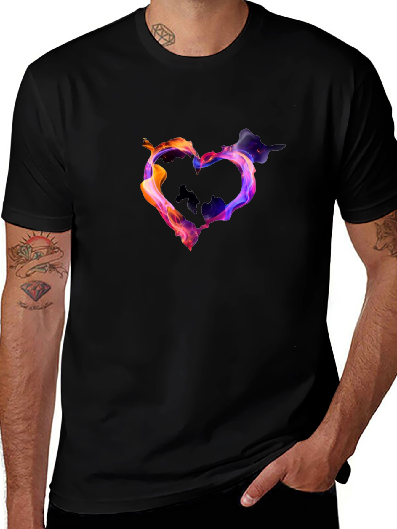 Variant 30 of Fiery Heart Graphic Tee - Cool Casual Style