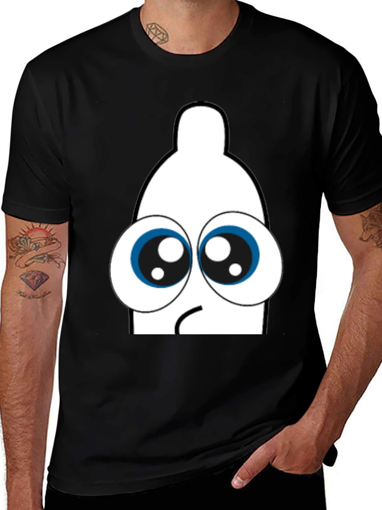 Variant 8 of Funny Condom Graphic Black T-Shirt