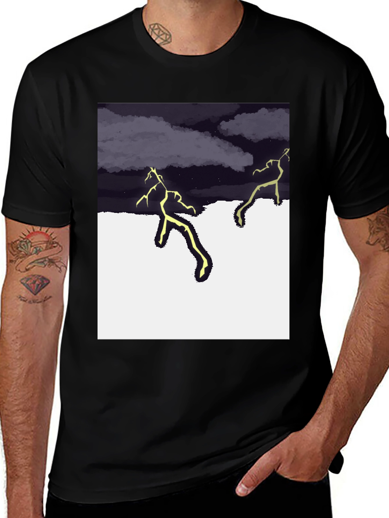Variant 6 of Lightning Sky Black T-Shirt