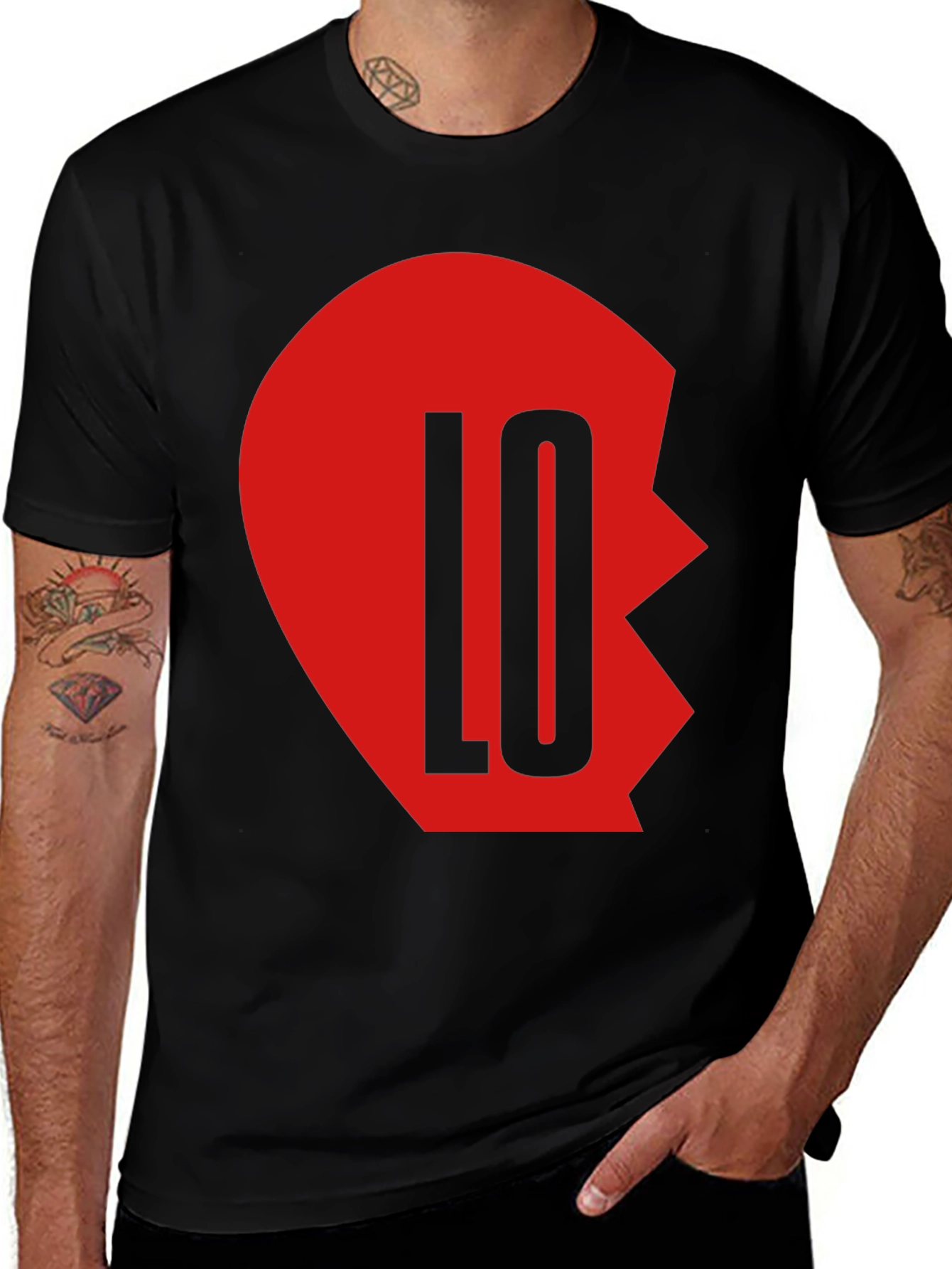 Variant 12 of Matching Couple Tee - 'LO' Half Heart Design