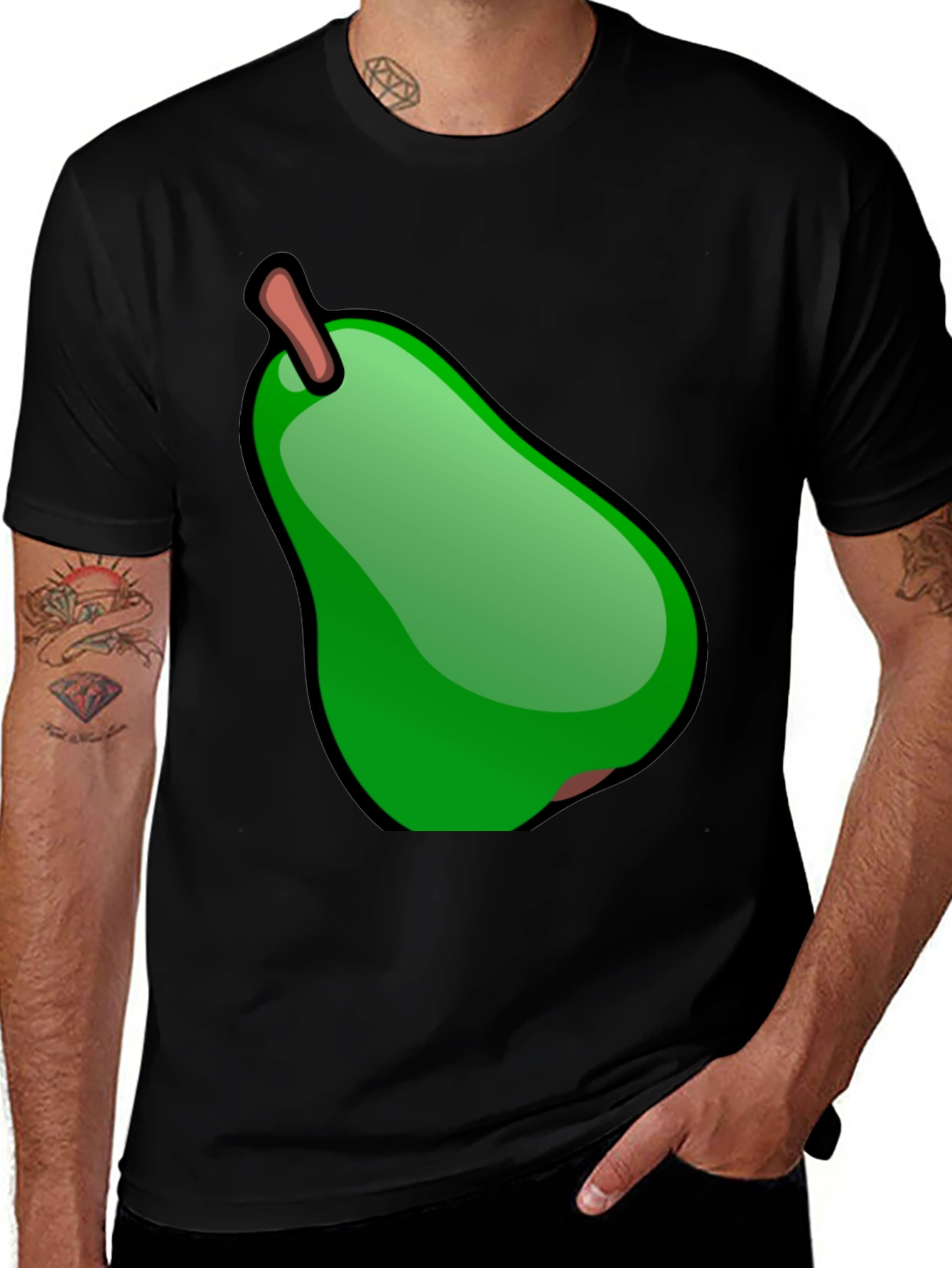Variant 22 of Green Pear Graphic Black T-Shirt