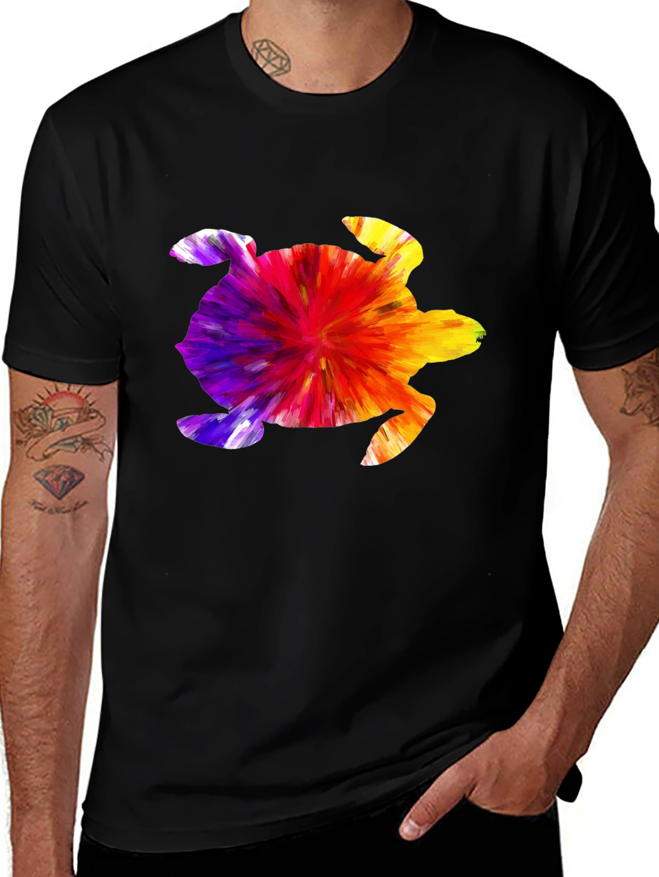 Variant 22 of Tie-Dye Turtle Black T-Shirt